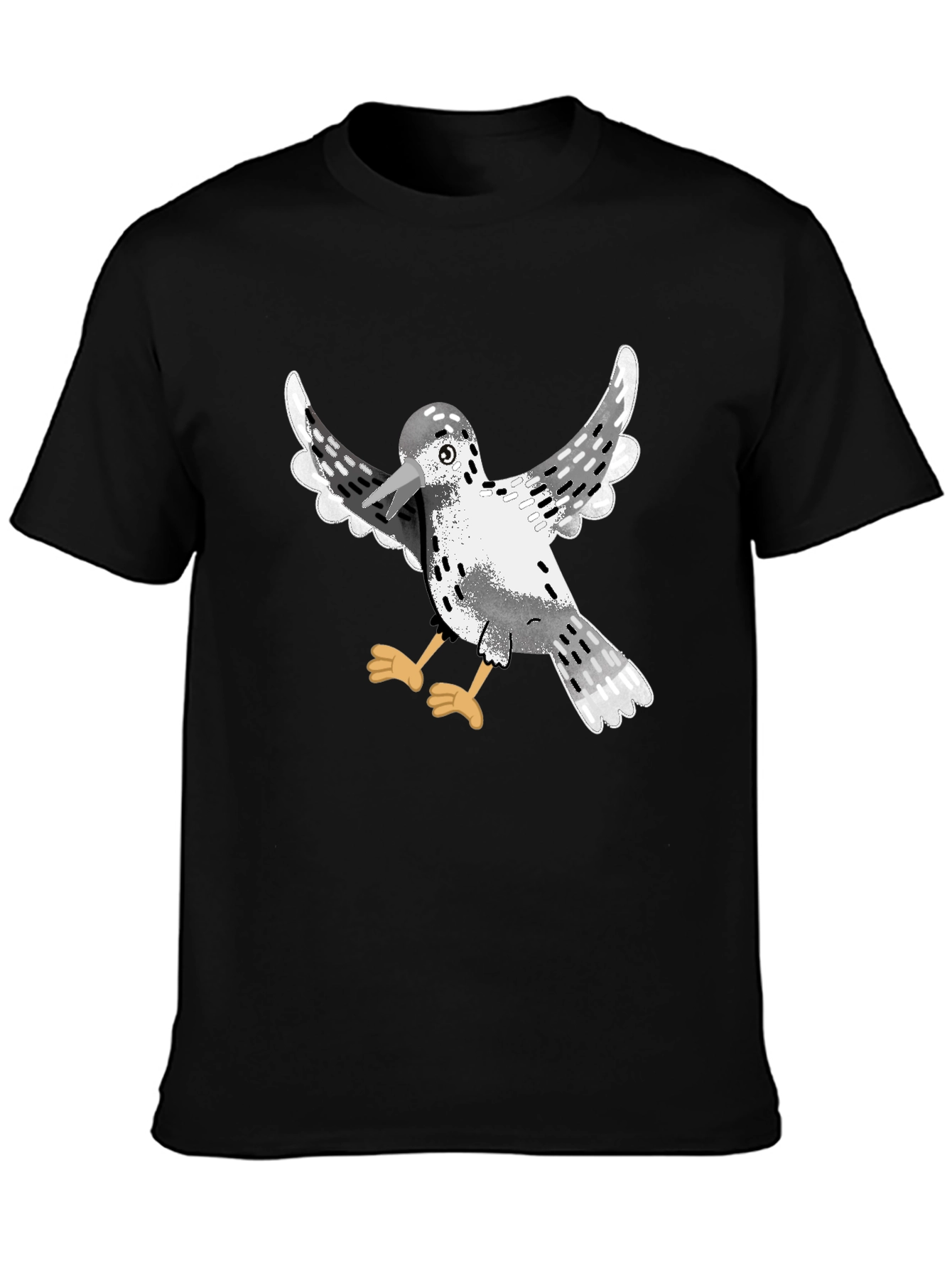 Bird Graphic Black T-Shirt | Casual Cotton Tee