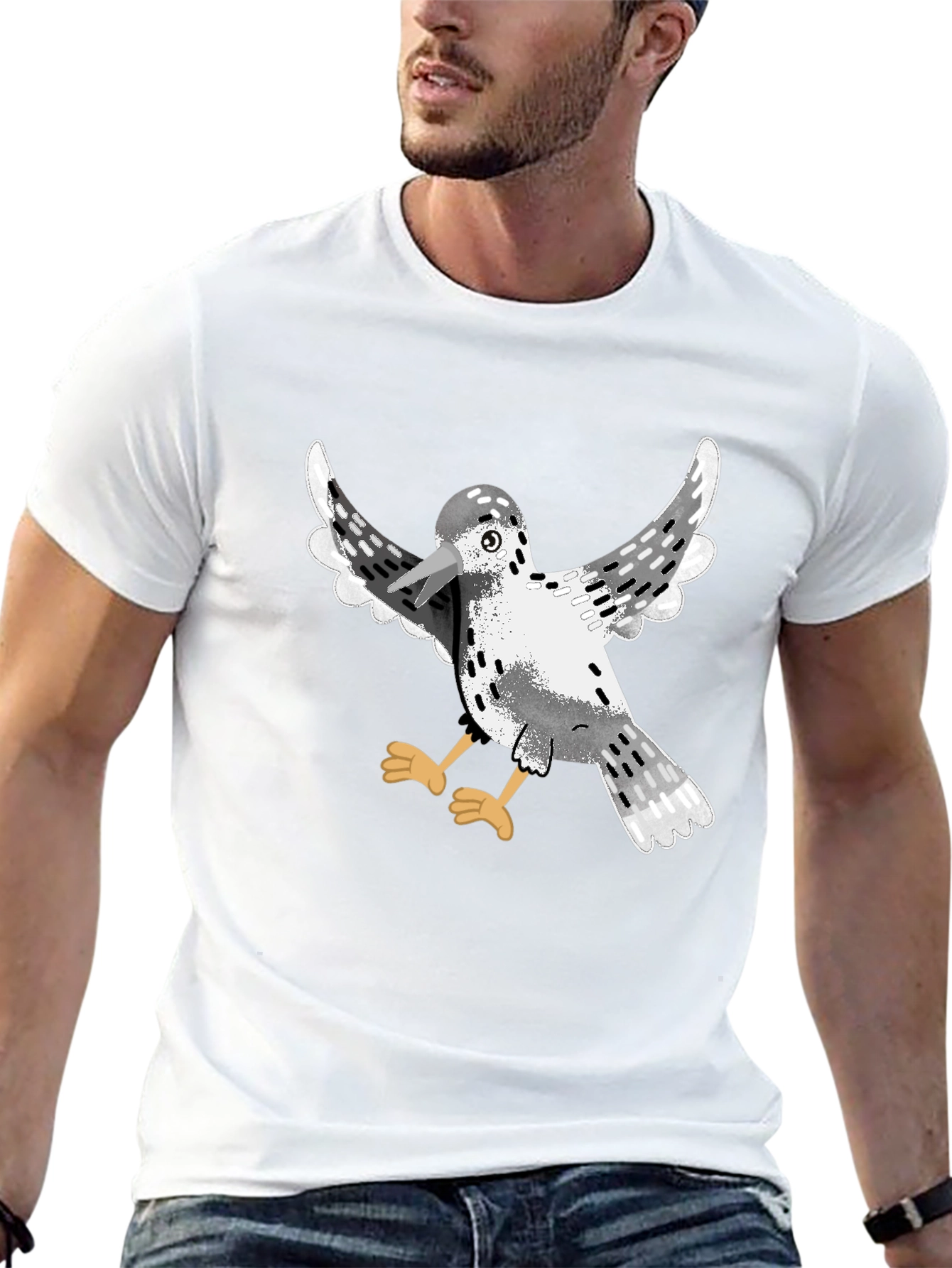 Bird Graphic Black T-Shirt | Casual Cotton Tee