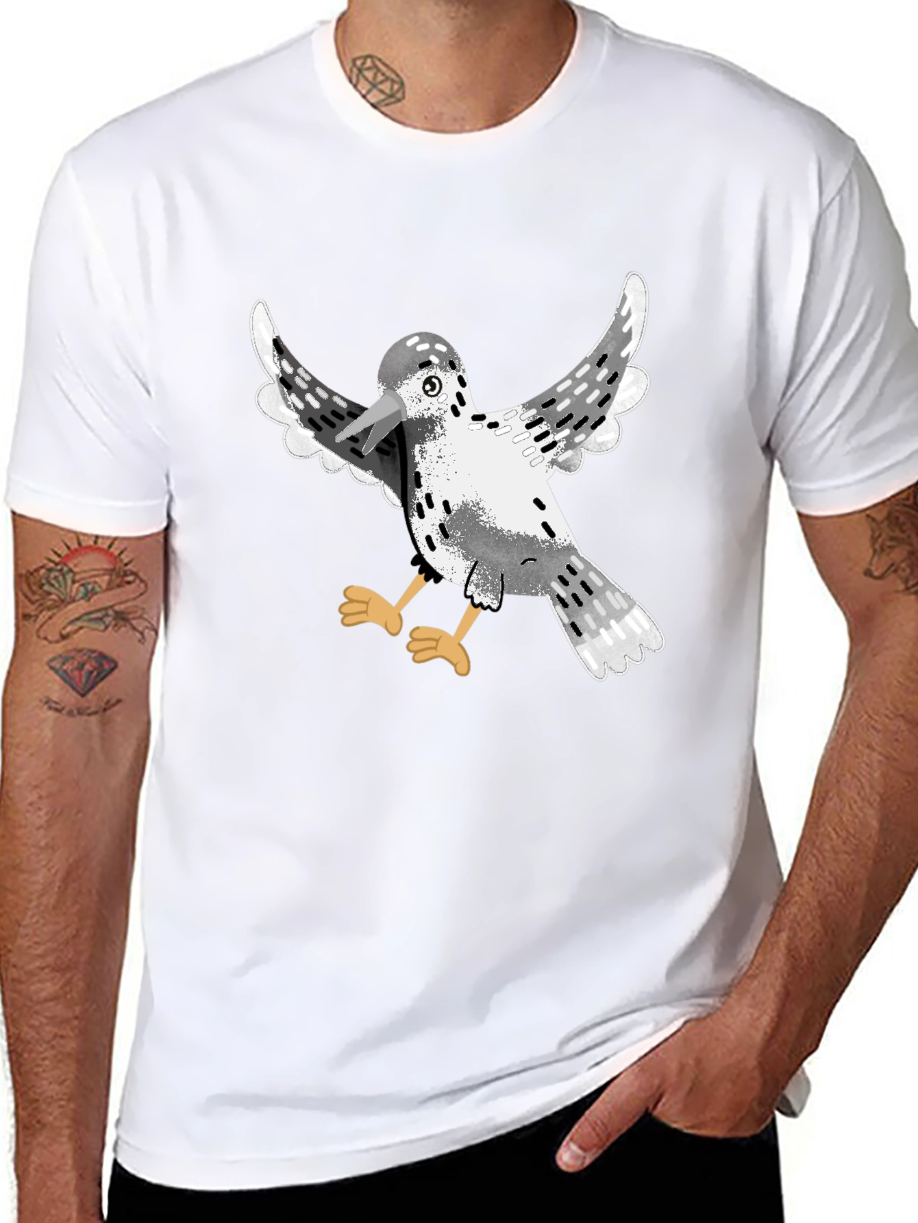 Bird Graphic Black T-Shirt | Casual Cotton Tee