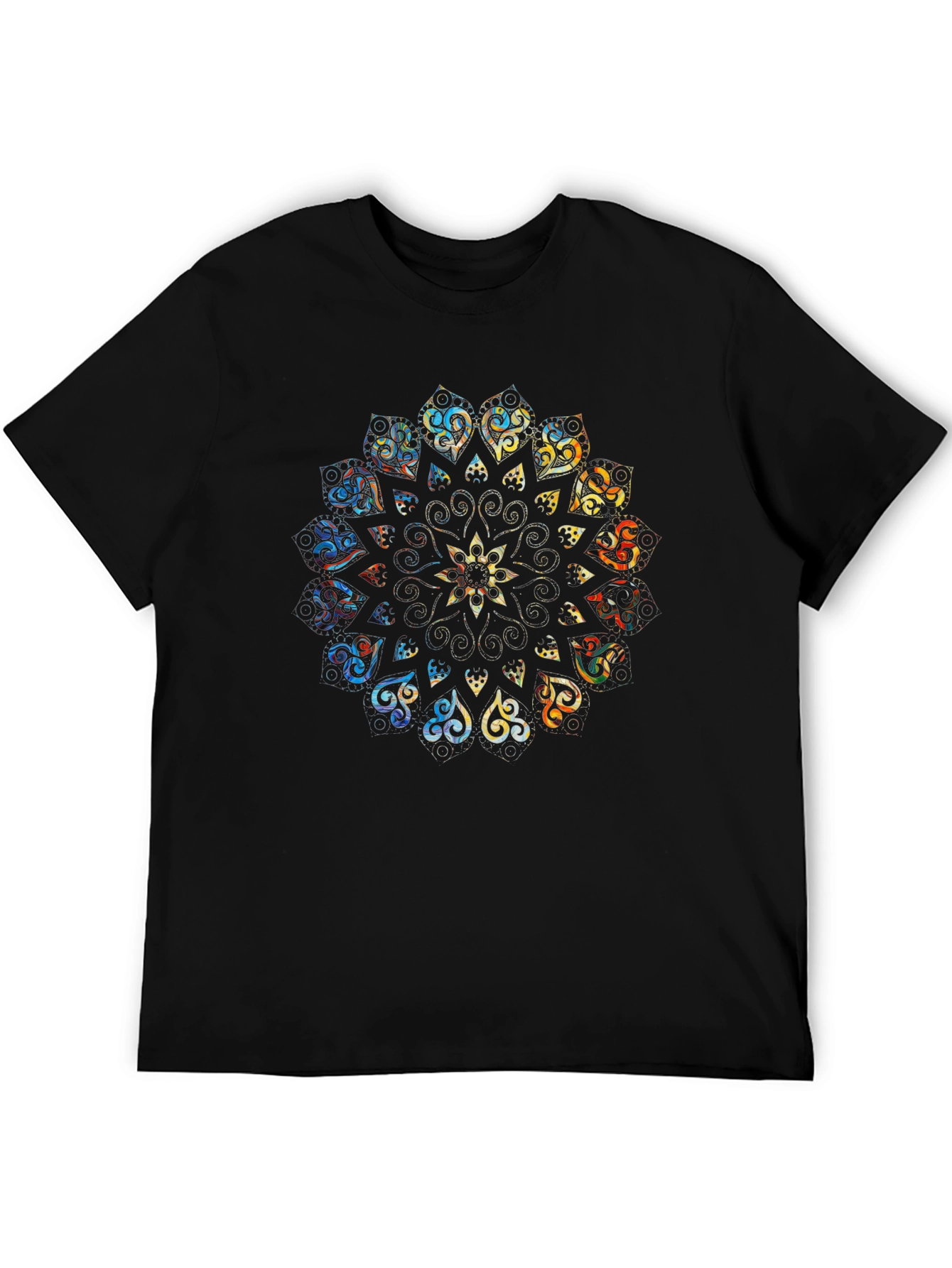 Mandala Print Black T-Shirt