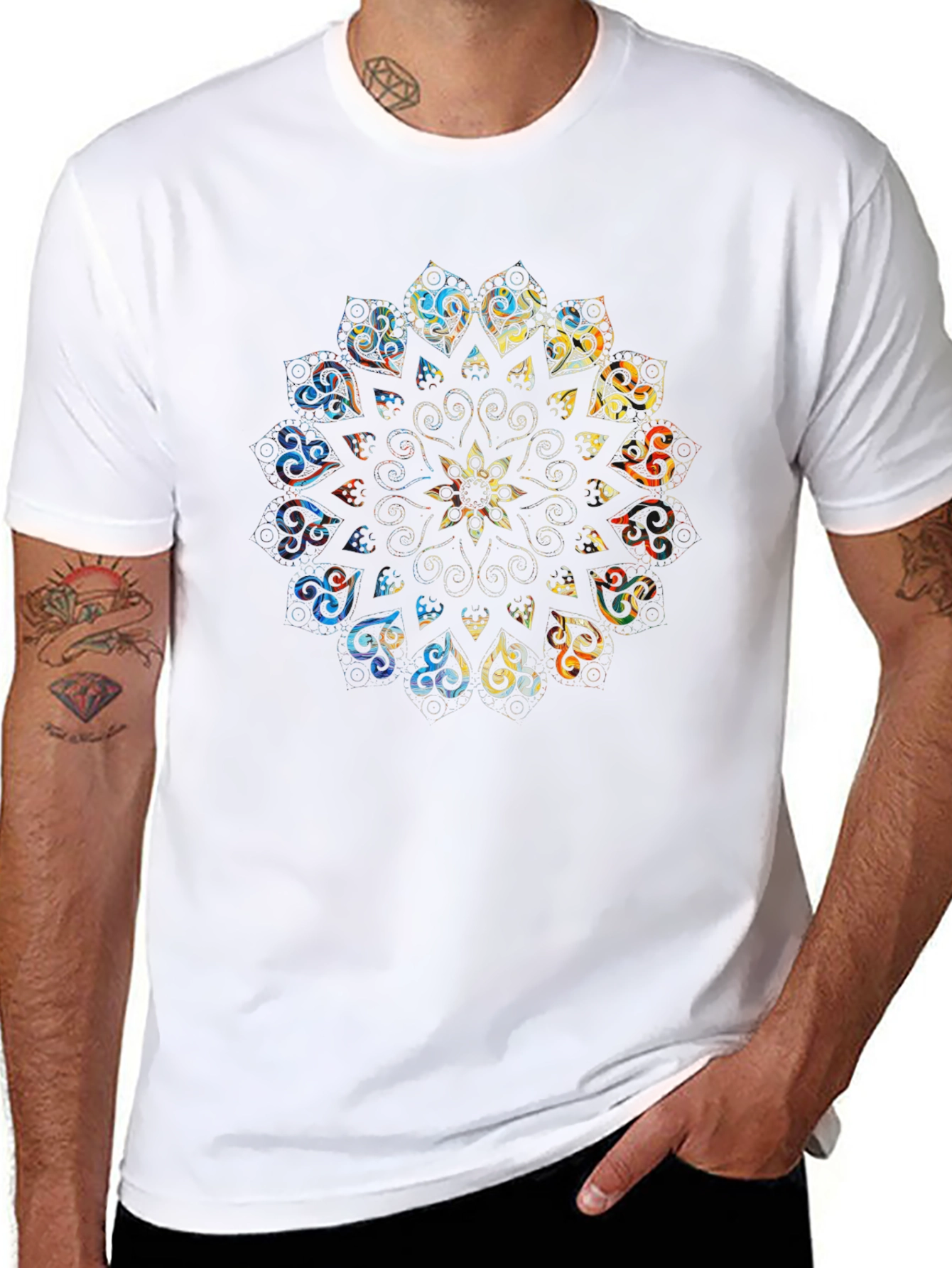 Mandala Print Black T-Shirt