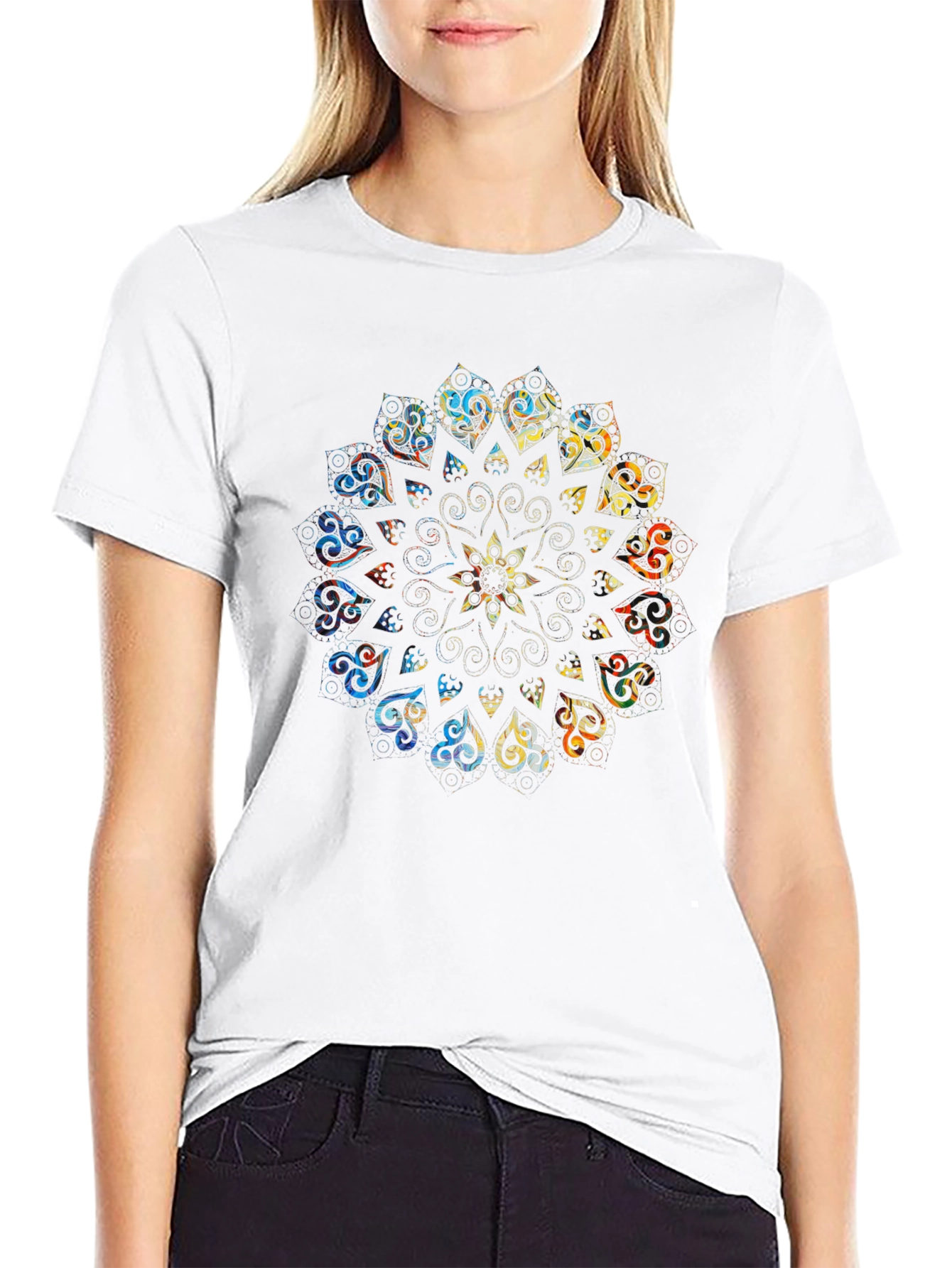 Mandala Print Black T-Shirt