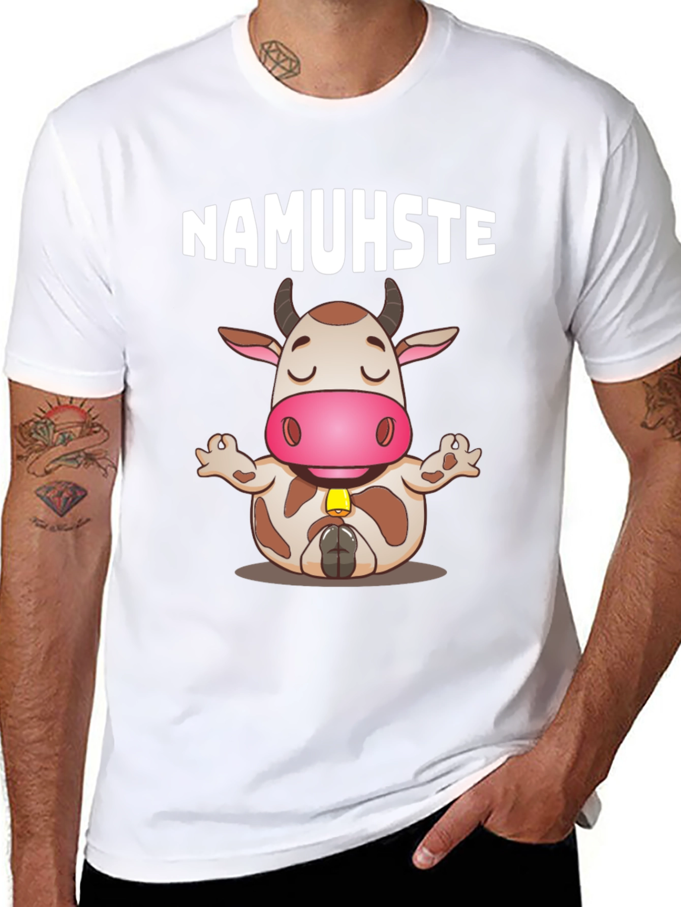 Namuhste Cow Yoga T-Shirt - Funny Graphic Tee