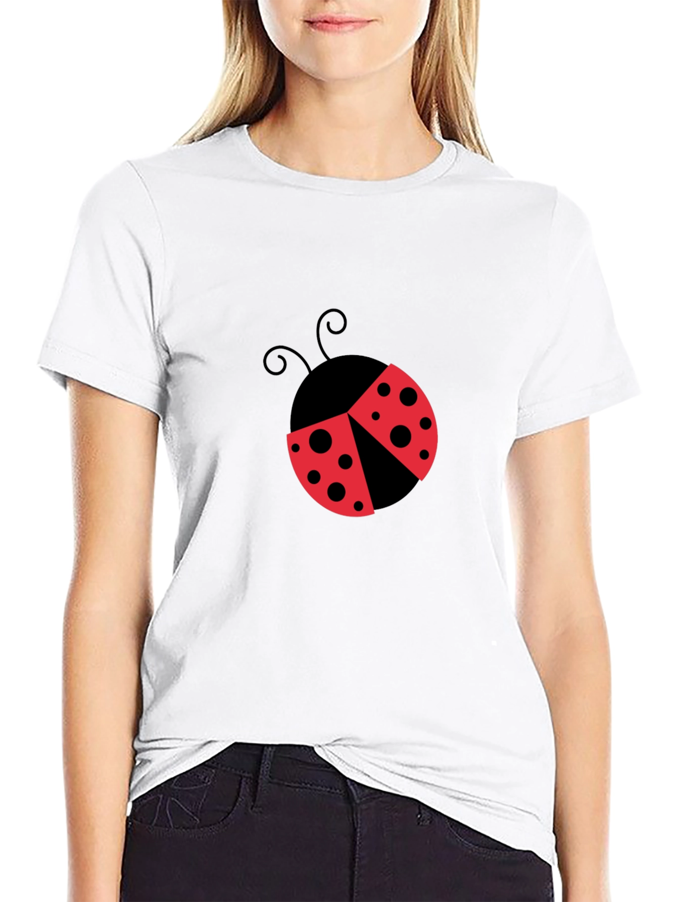 Ladybug Graphic T-Shirt - Black Cotton Blend
