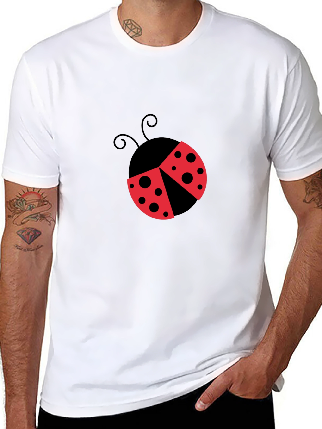 Ladybug Graphic T-Shirt - Black Cotton Blend