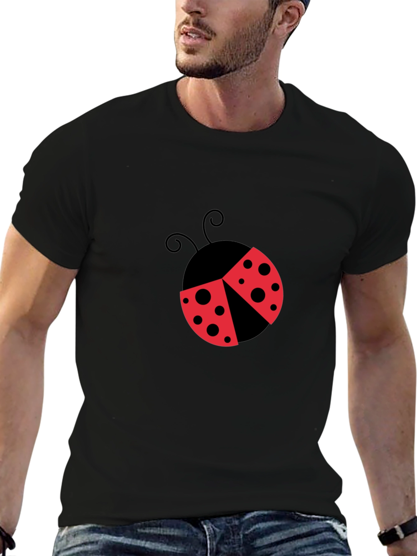 Ladybug Graphic T-Shirt - Black Cotton Blend