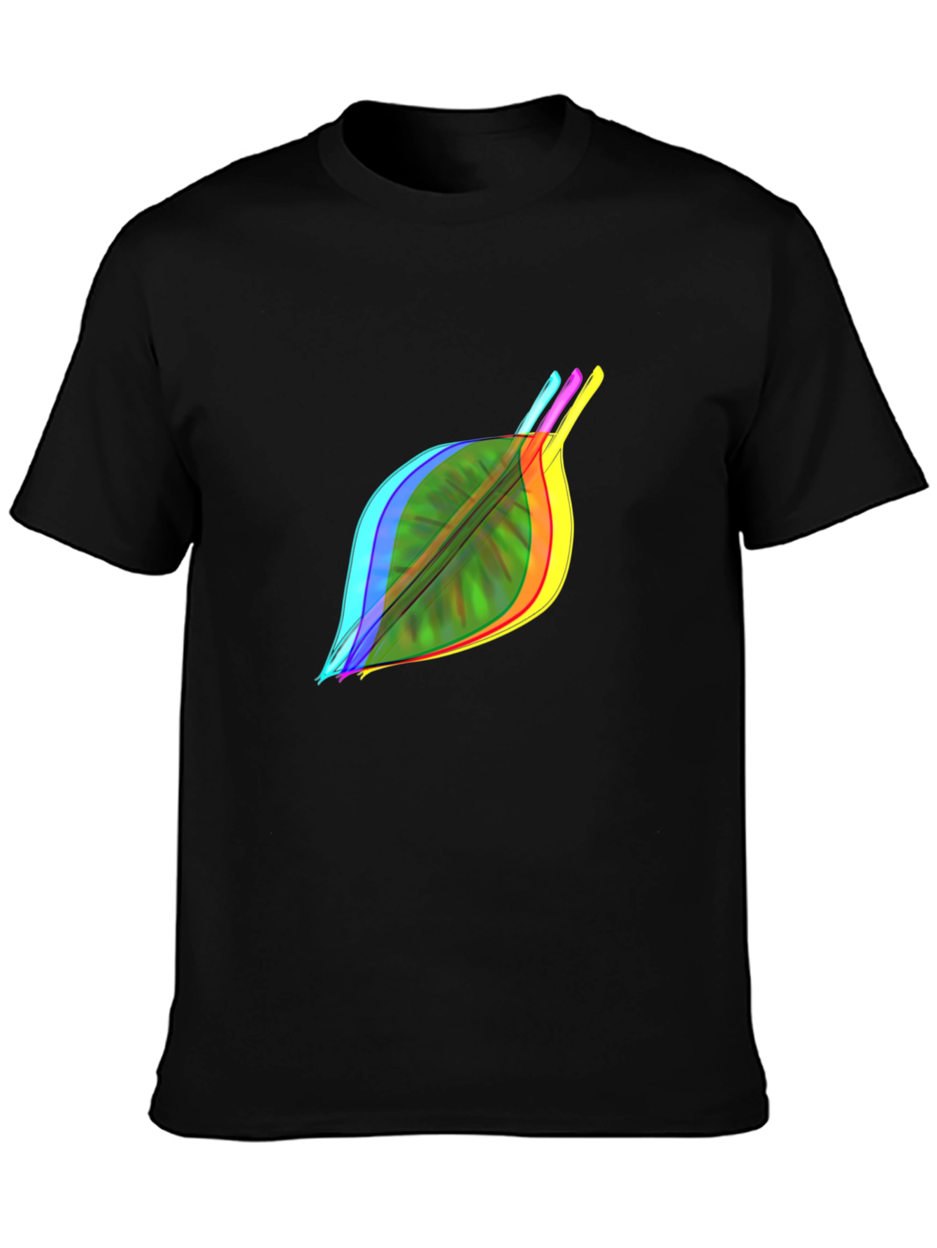 Nature Leaf Graphic Black T-Shirt