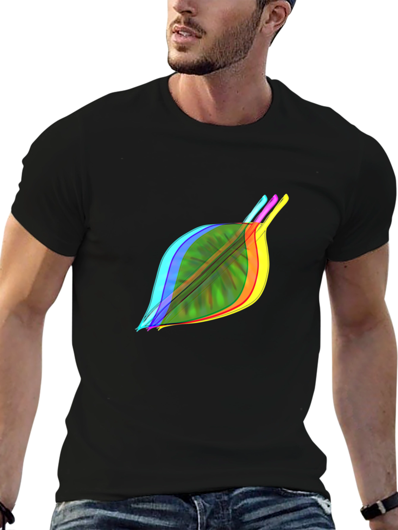 Nature Leaf Graphic Black T-Shirt