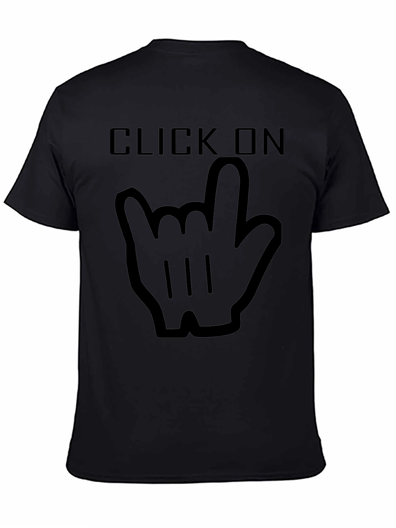 Click On Hand Gesture Black T-Shirt