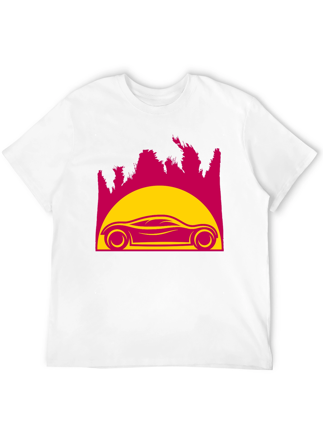Retro Sunset Car Graphic Tee - Black