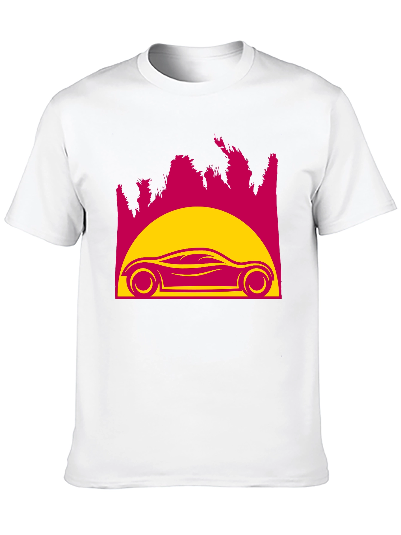 Retro Sunset Car Graphic Tee - Black