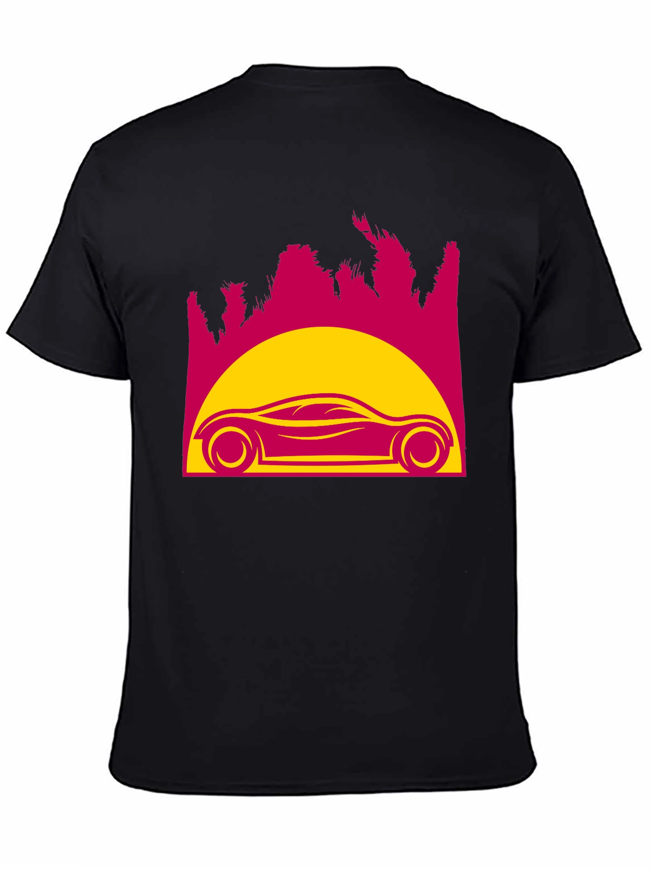 Retro Sunset Car Graphic Tee - Black