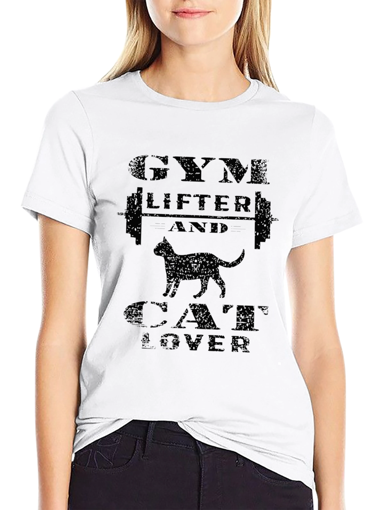Gym Lifter & Cat Lover Black Graphic Tee