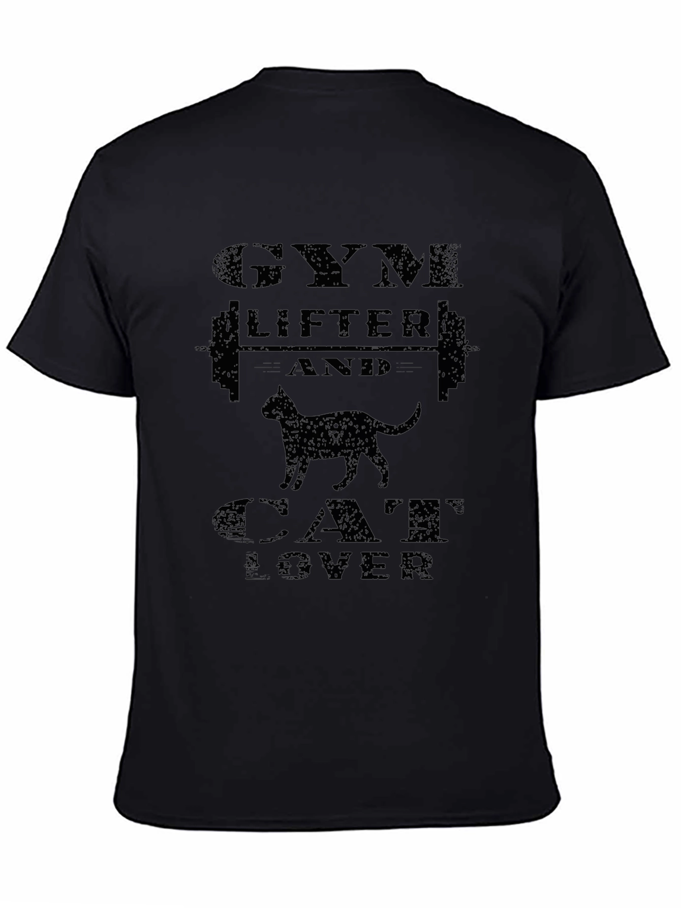 Gym Lifter & Cat Lover Black Graphic Tee