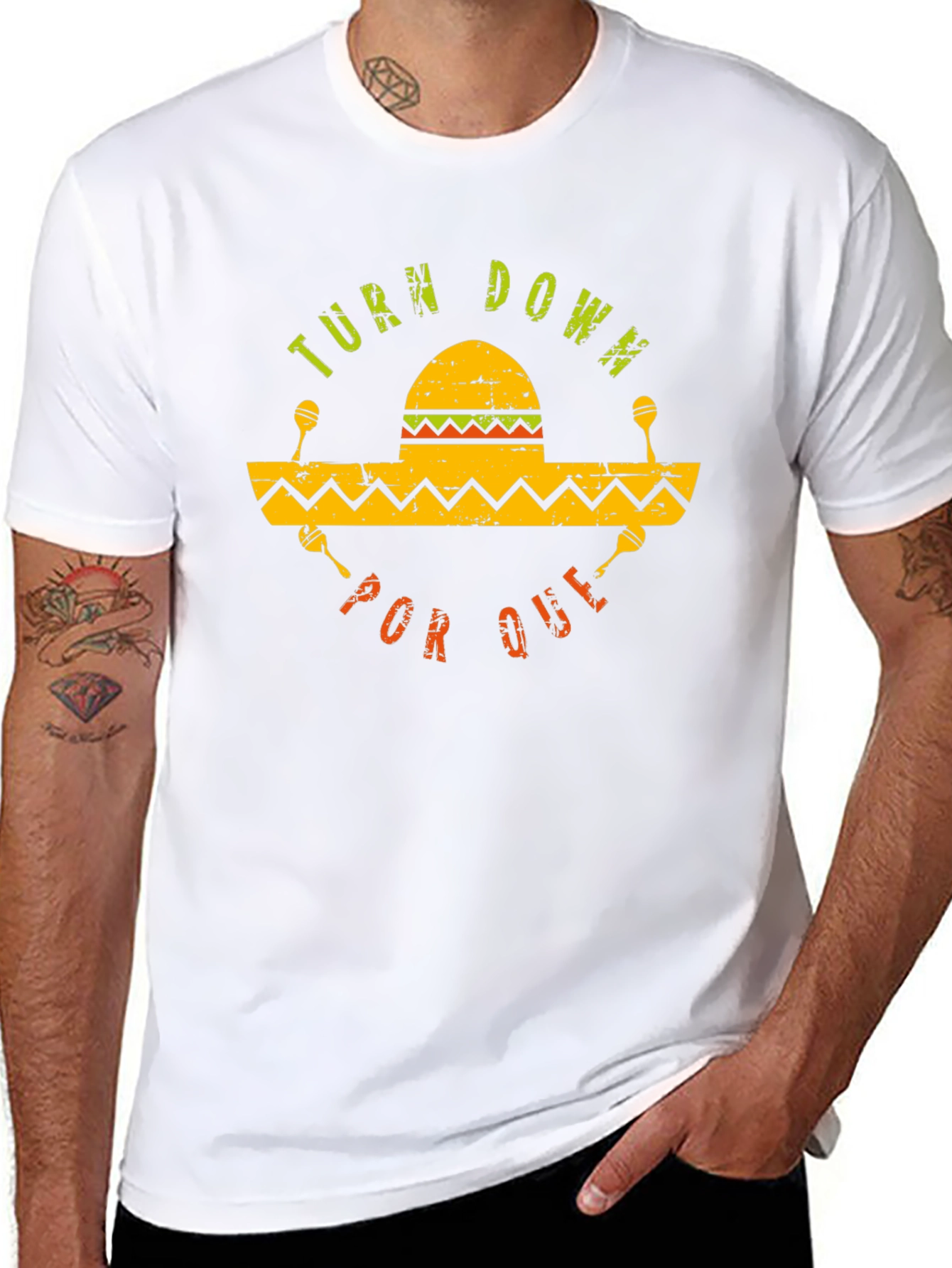 Turn Down Por Que Sombrero Maracas Graphic T-Shirt