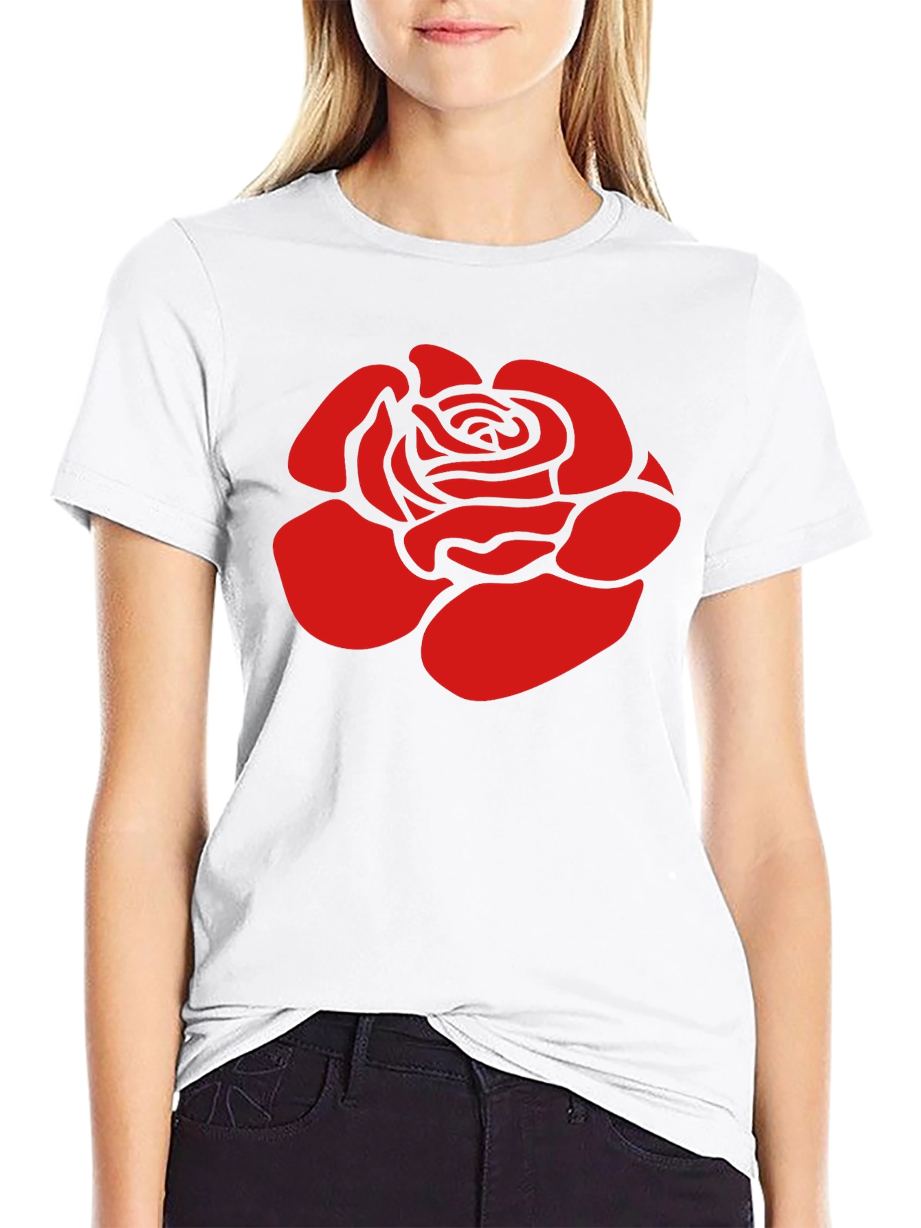 Red Rose Graphic Black T-Shirt