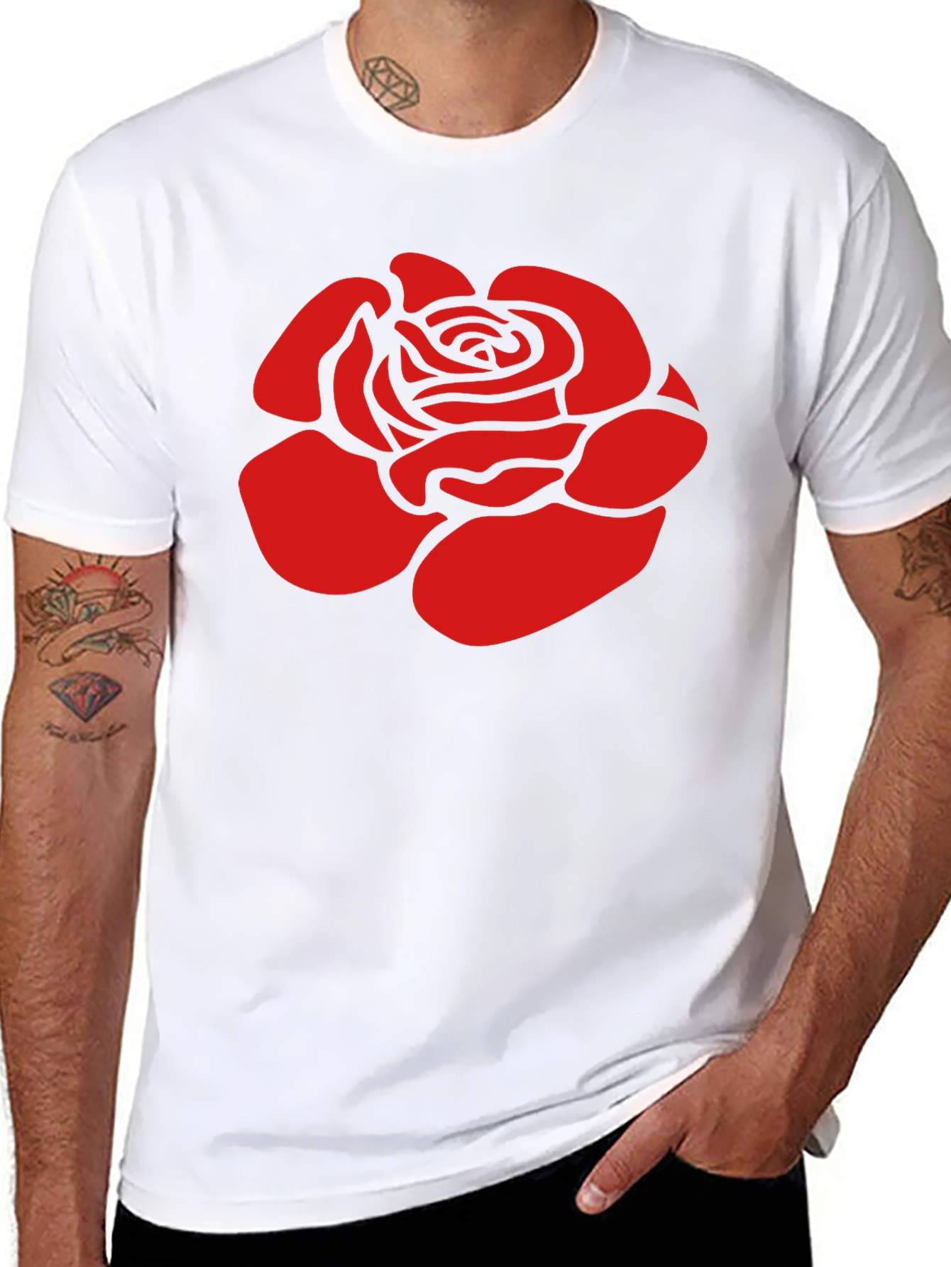 Red Rose Graphic Black T-Shirt
