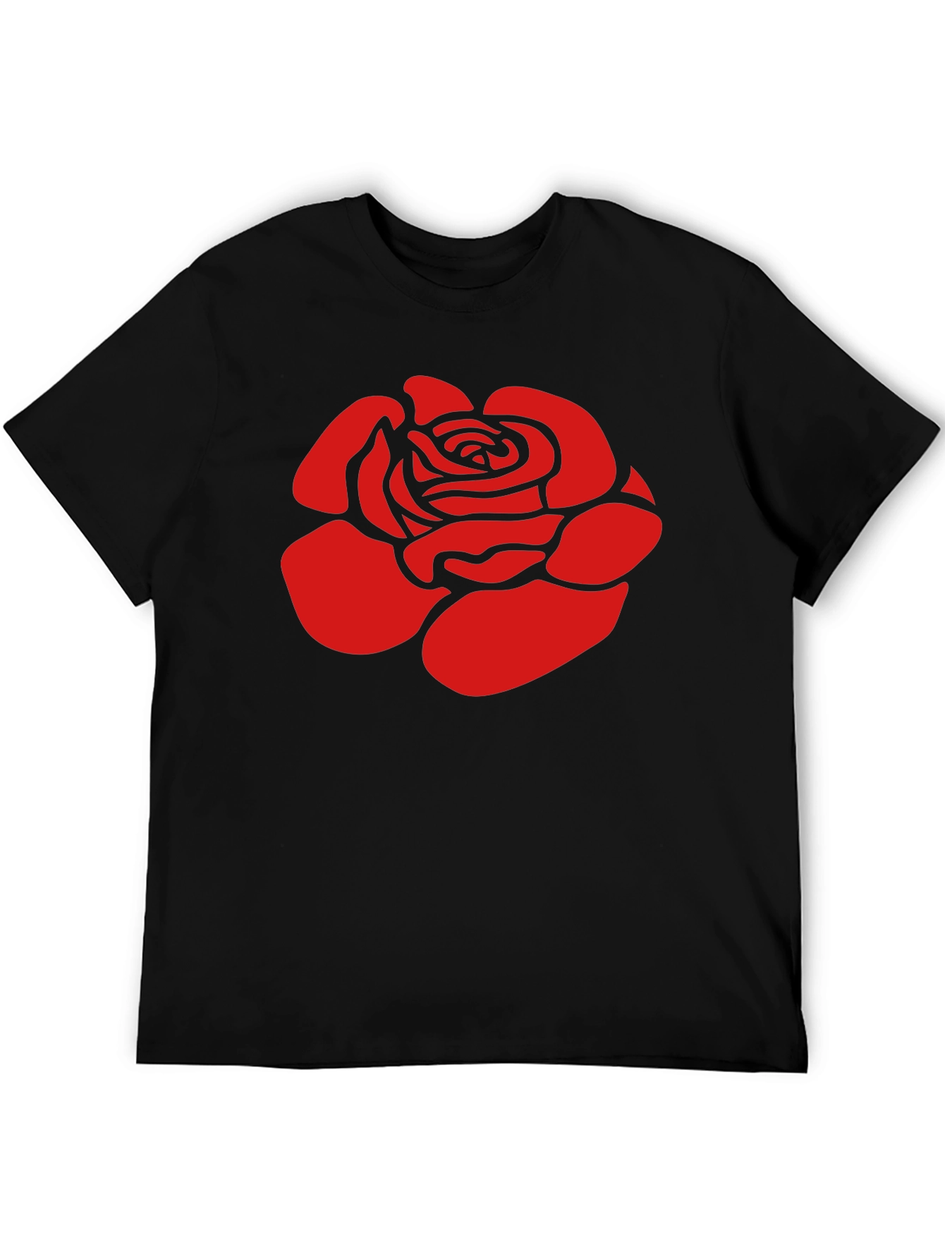 Red Rose Graphic Black T-Shirt