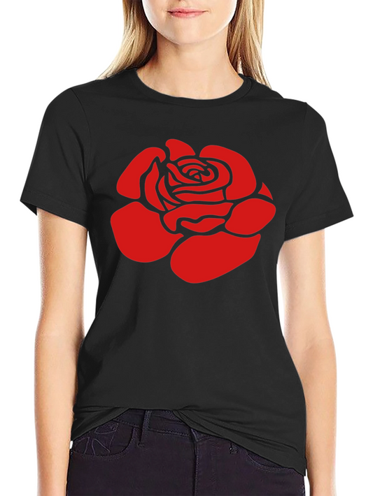 Red Rose Graphic Black T-Shirt