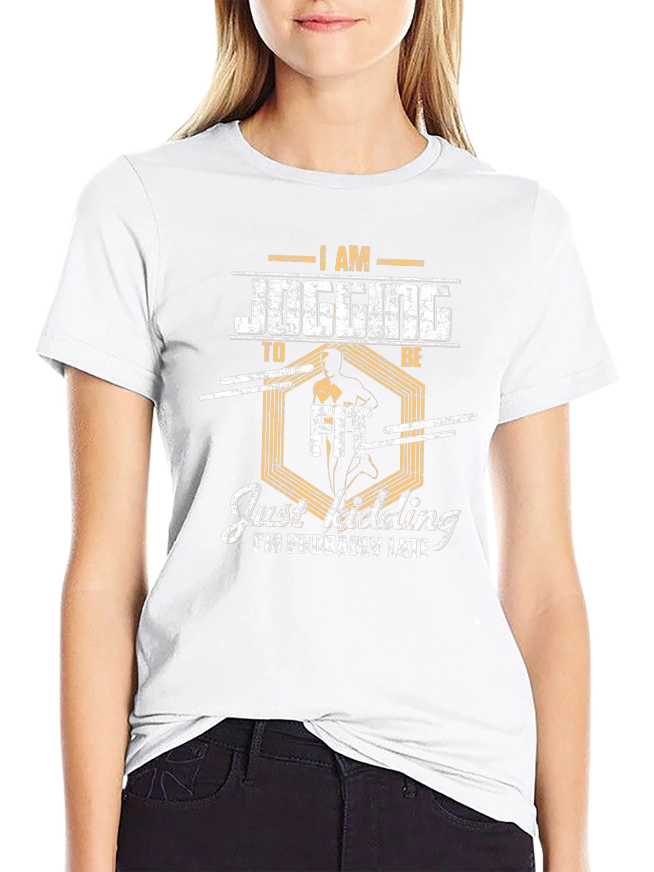 Funny Jogging T-Shirt - Just Kidding Im Late