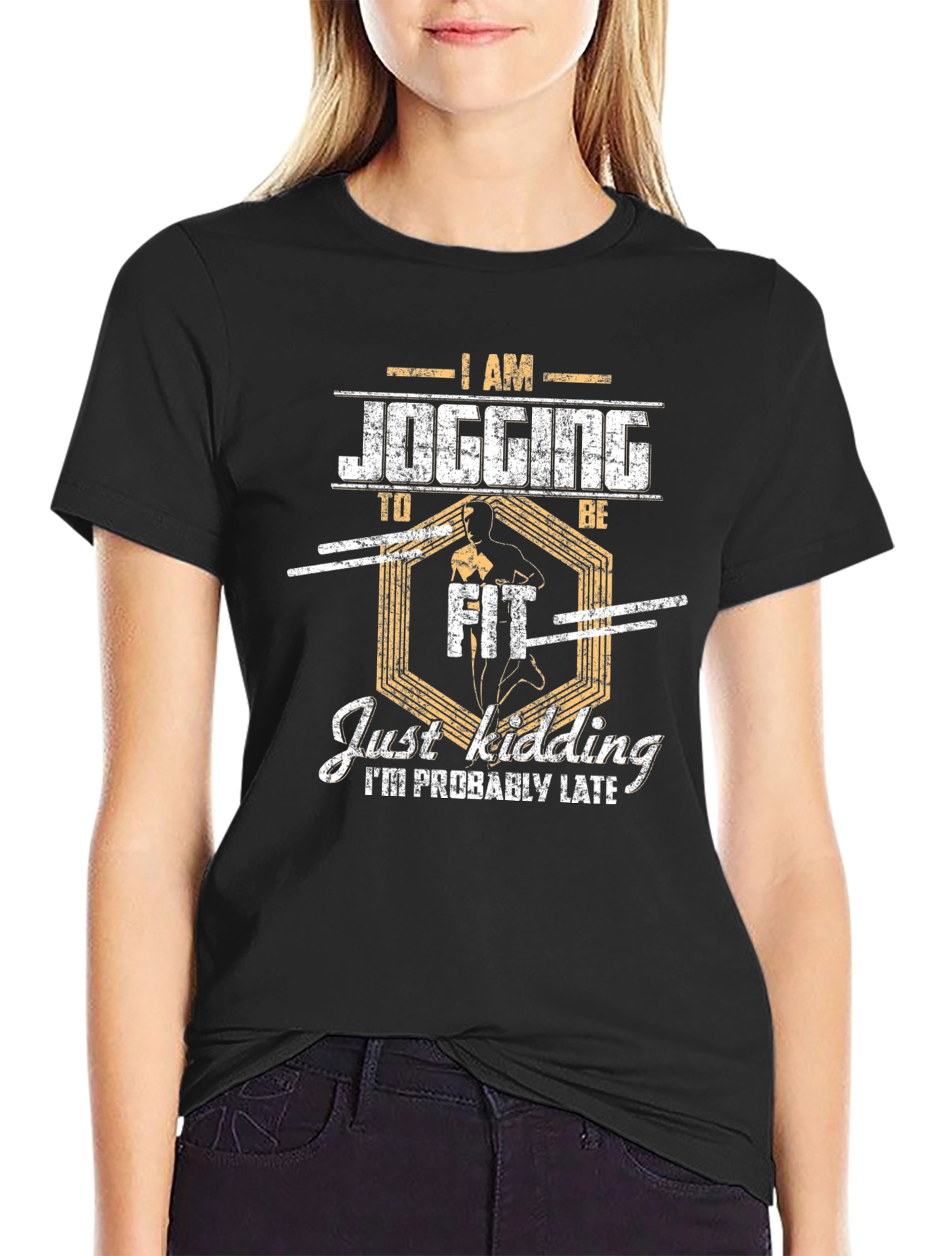 Funny Jogging T-Shirt - Just Kidding Im Late