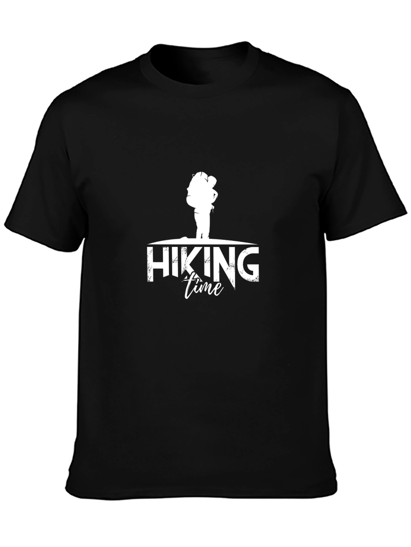 Hiking Time Graphic Tee - Black Cotton T-Shirt