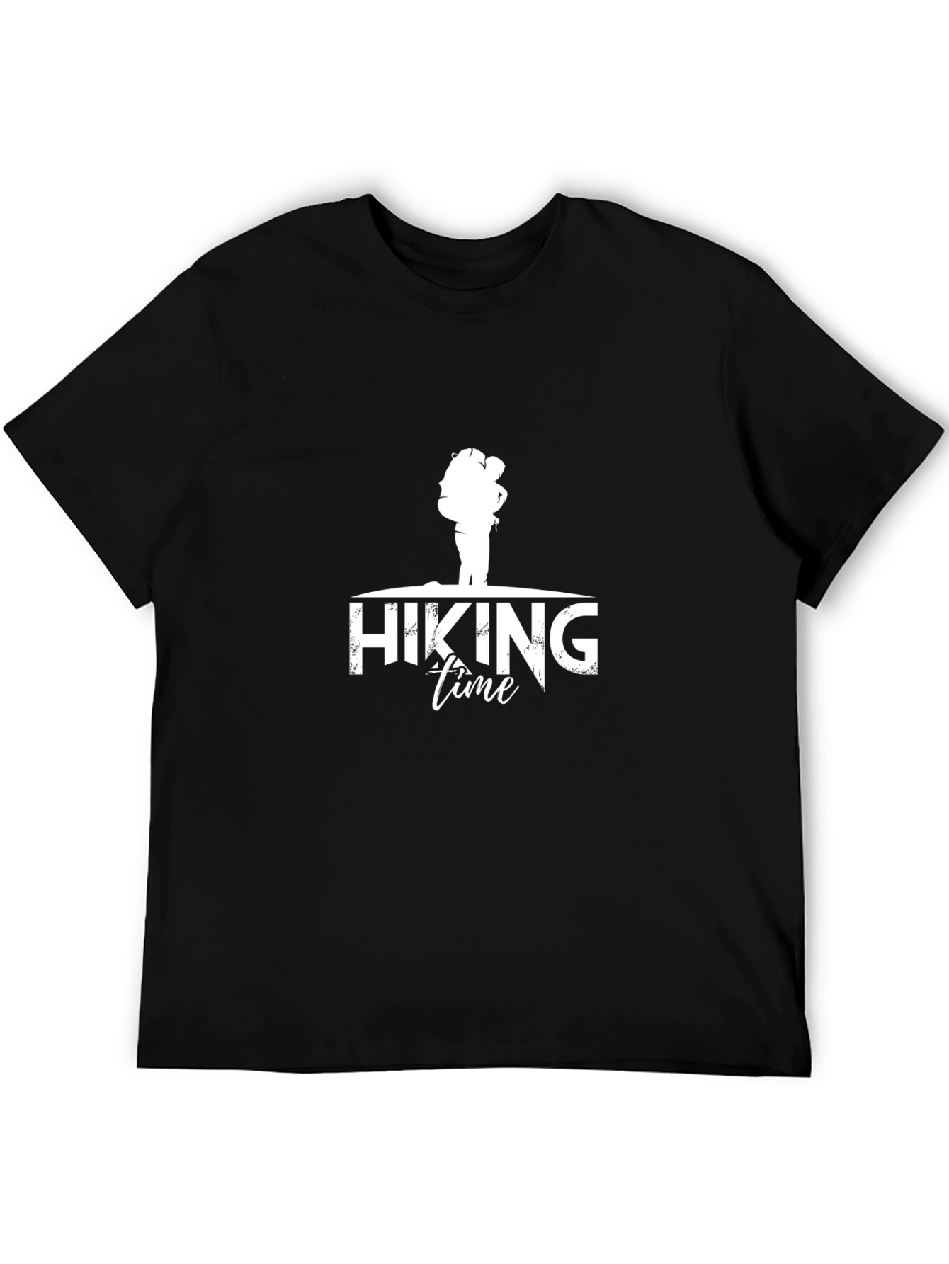 Hiking Time Graphic Tee - Black Cotton T-Shirt