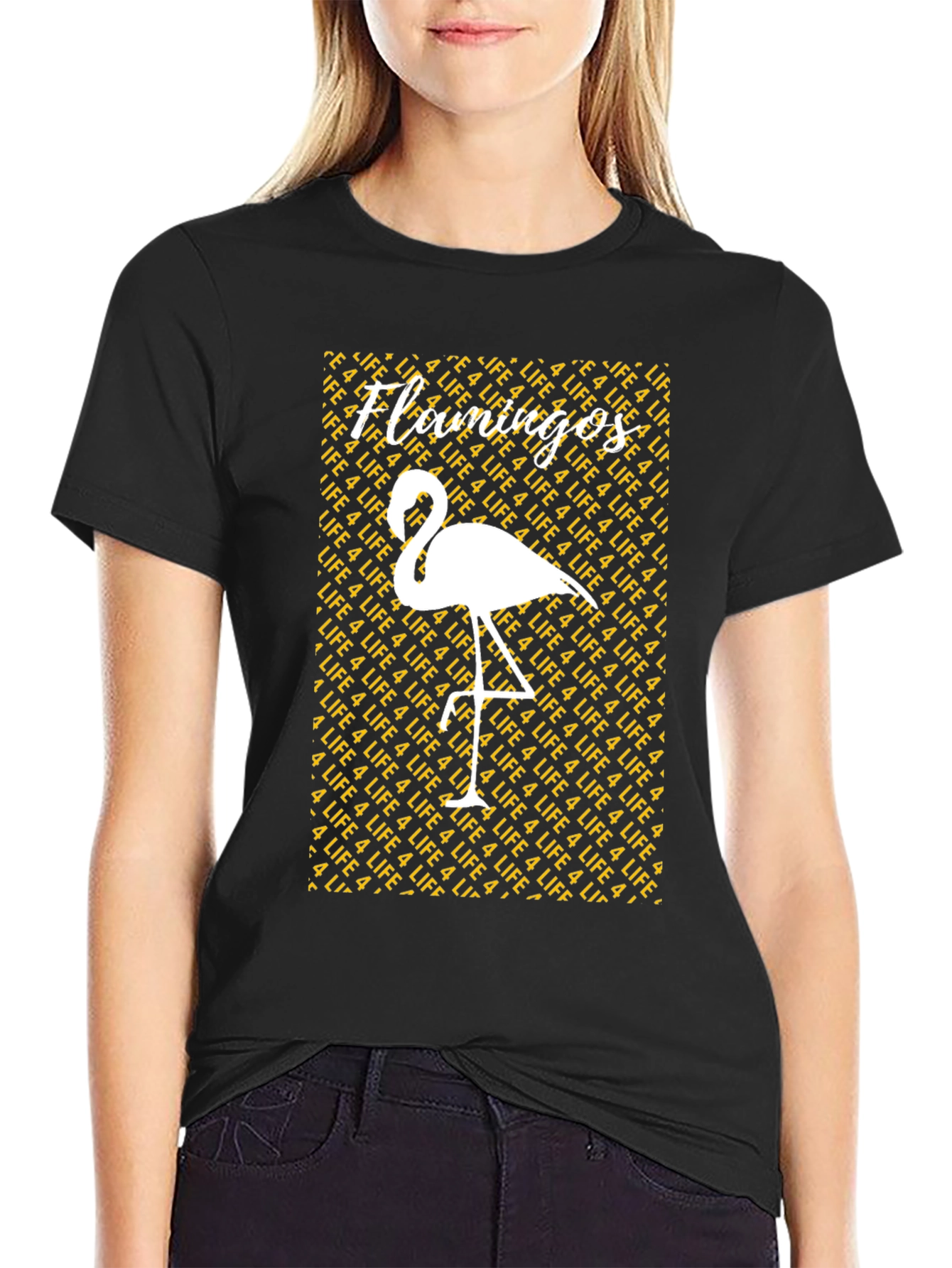 Flamingos 4 Life Graphic Tee - Mens Black T-Shirt
