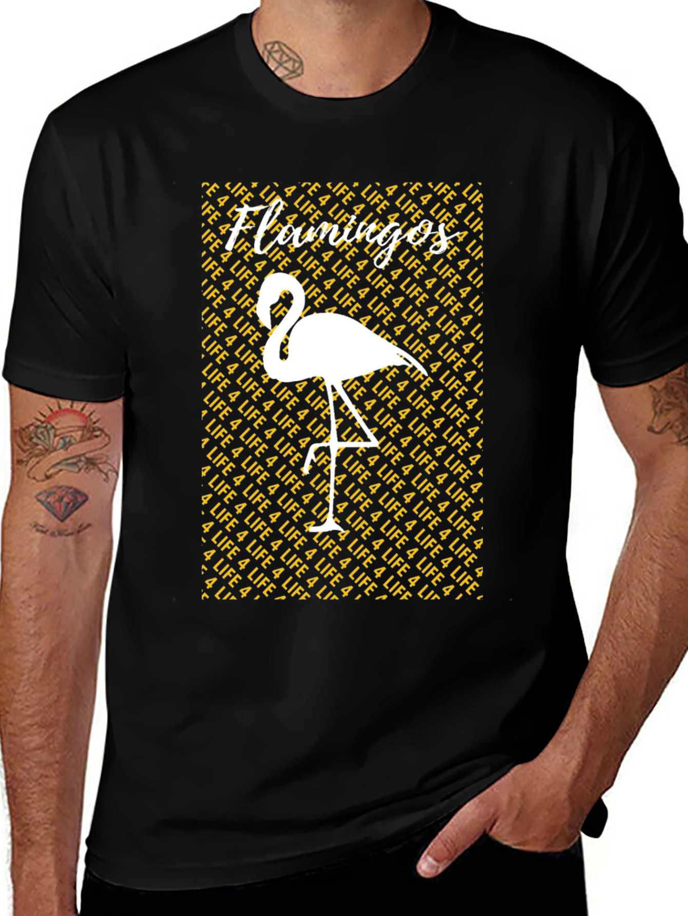 Flamingos 4 Life Graphic Tee - Mens Black T-Shirt