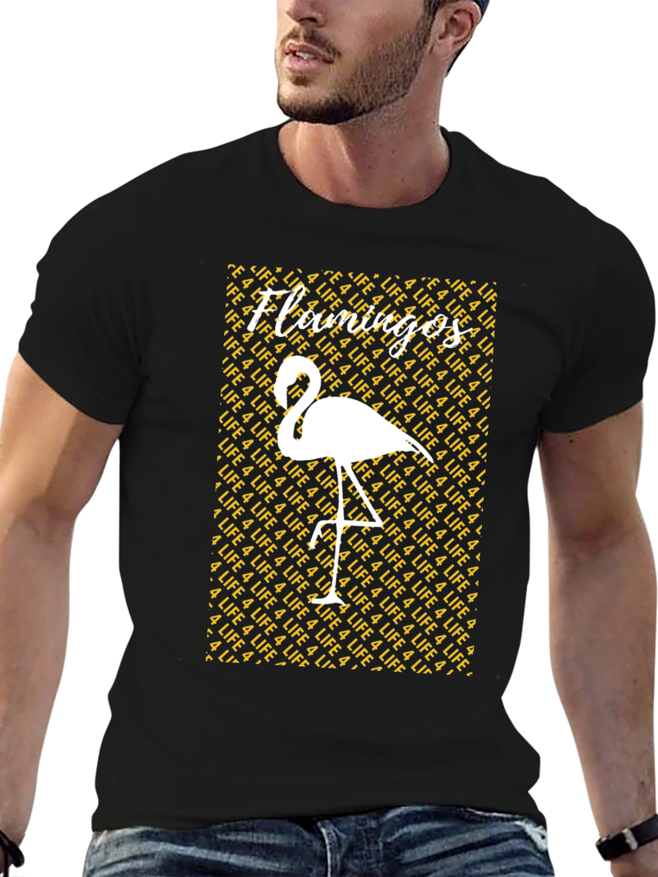 Flamingos 4 Life Graphic Tee - Mens Black T-Shirt