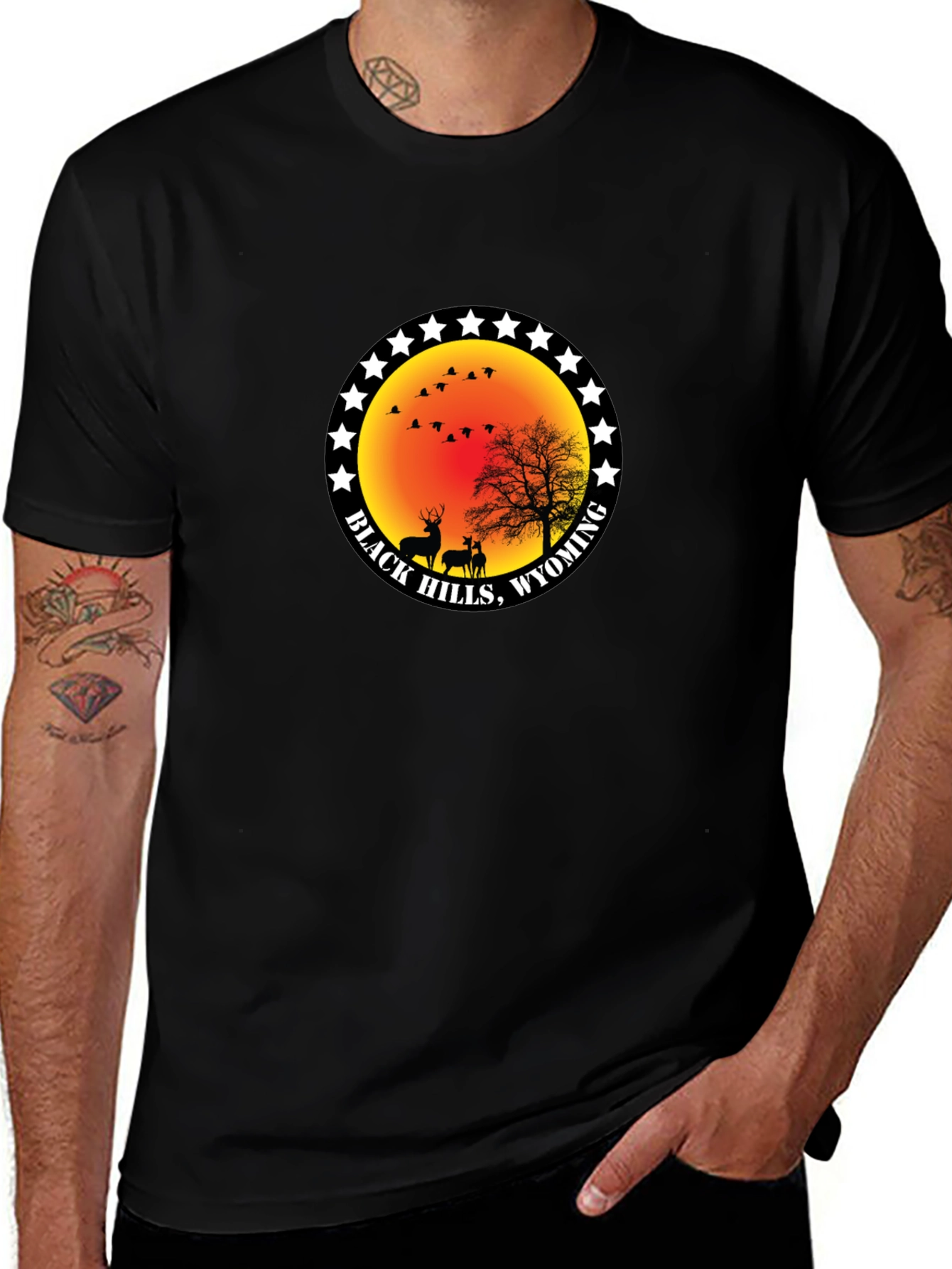 Black Hills Wyoming Deer Graphic T-Shirt