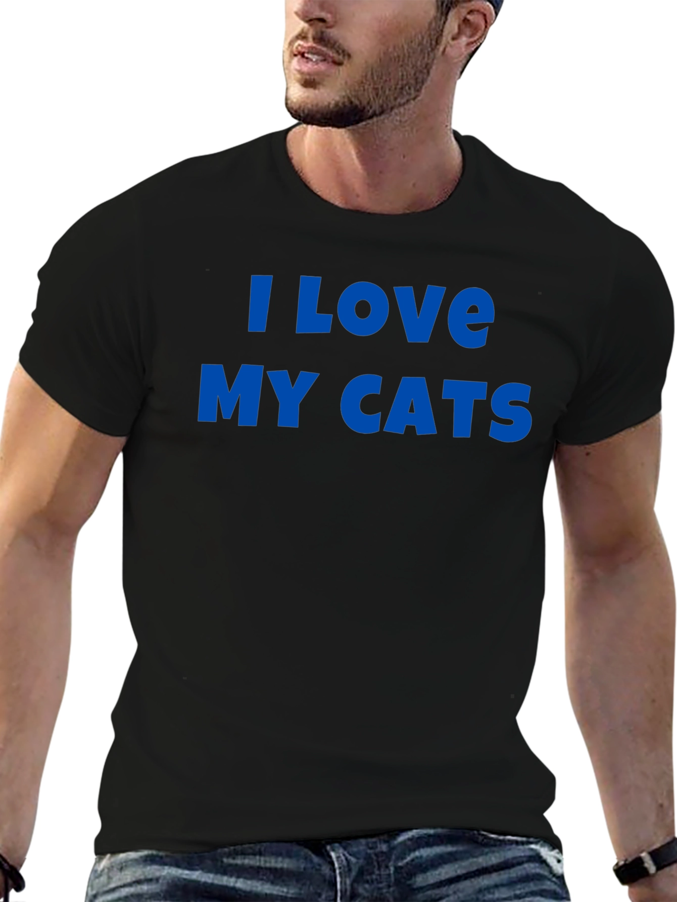 I Love My Cats Graphic Tee - Black