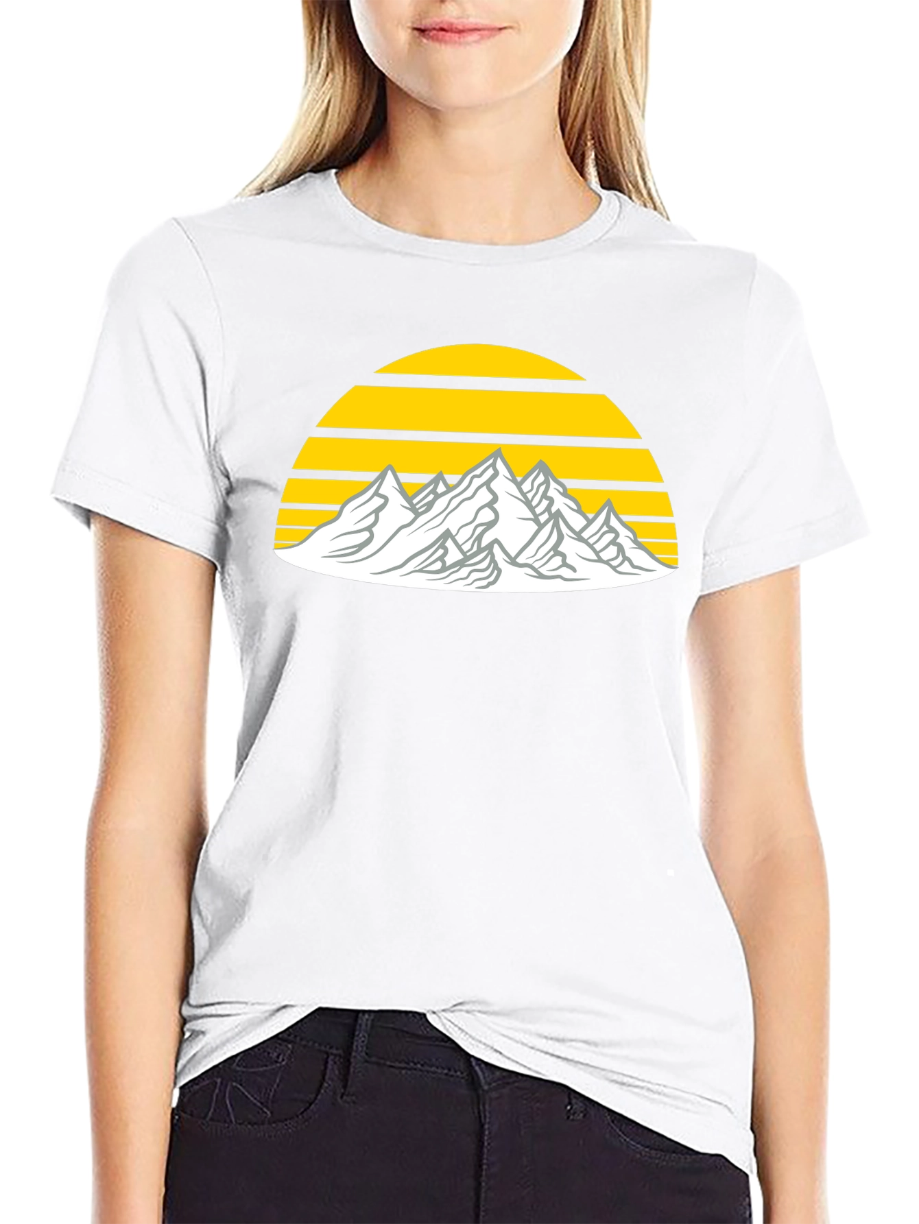 Mountain Sunset Graphic Tee - Black Cotton Blend