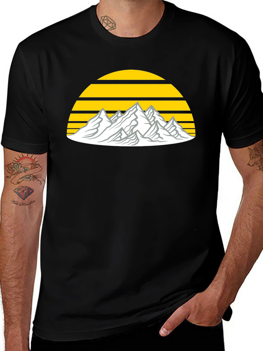Mountain Sunset Graphic Tee - Black Cotton Blend