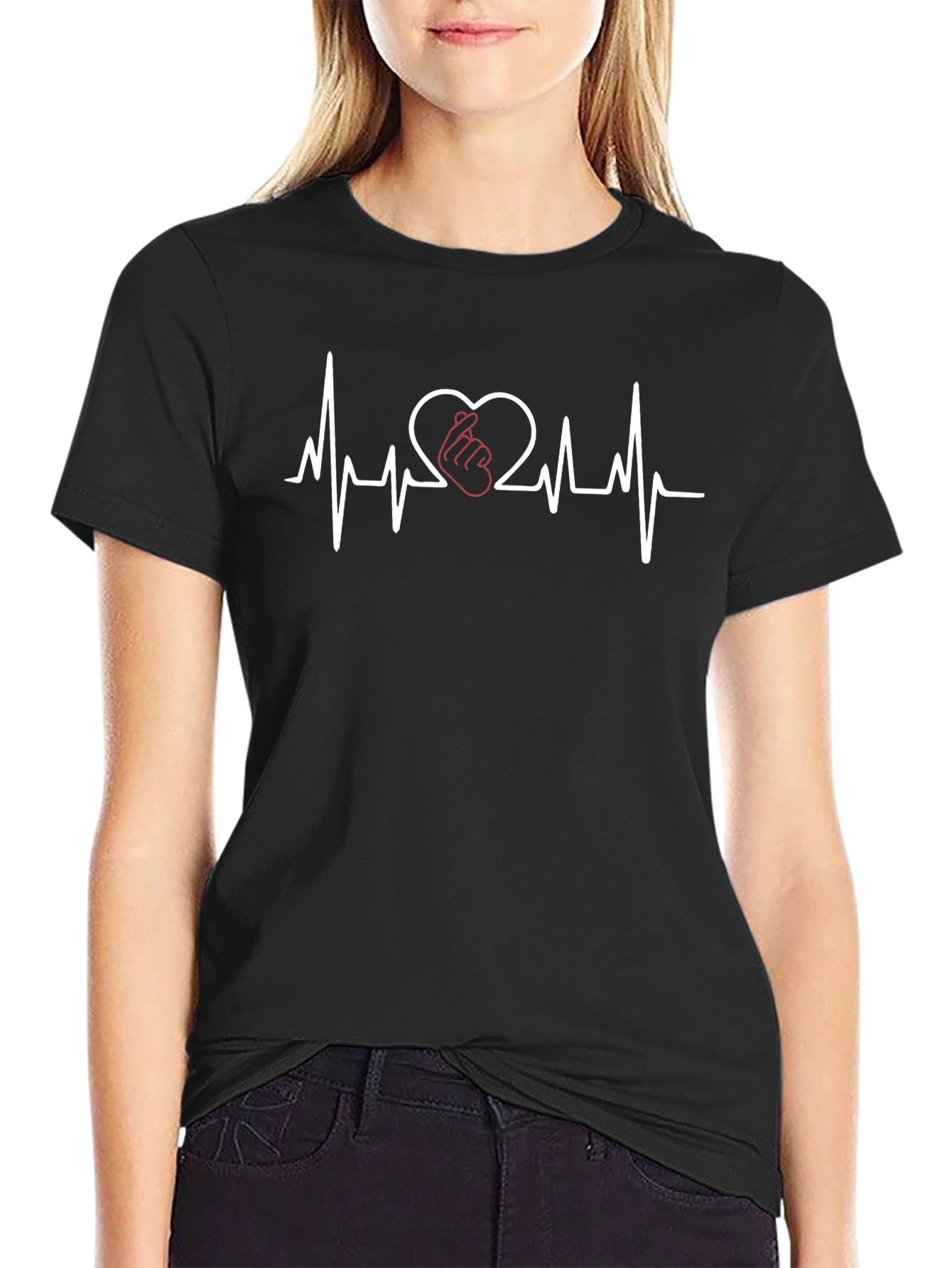 Heartbeat Finger Heart T-Shirt - Love Gesture Tee