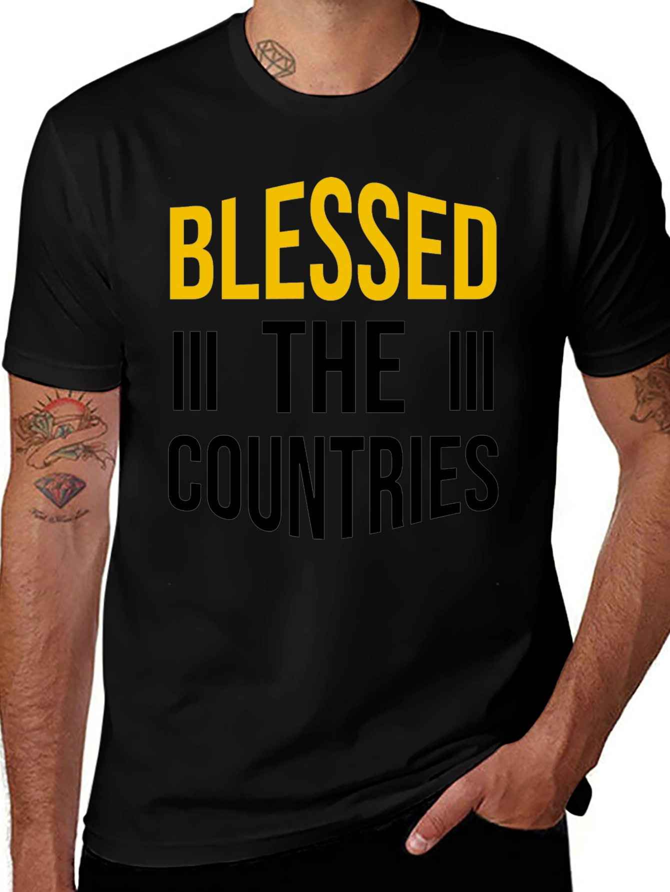 Blessed Countries Graphic Tee - Stylish Black T-Shirt