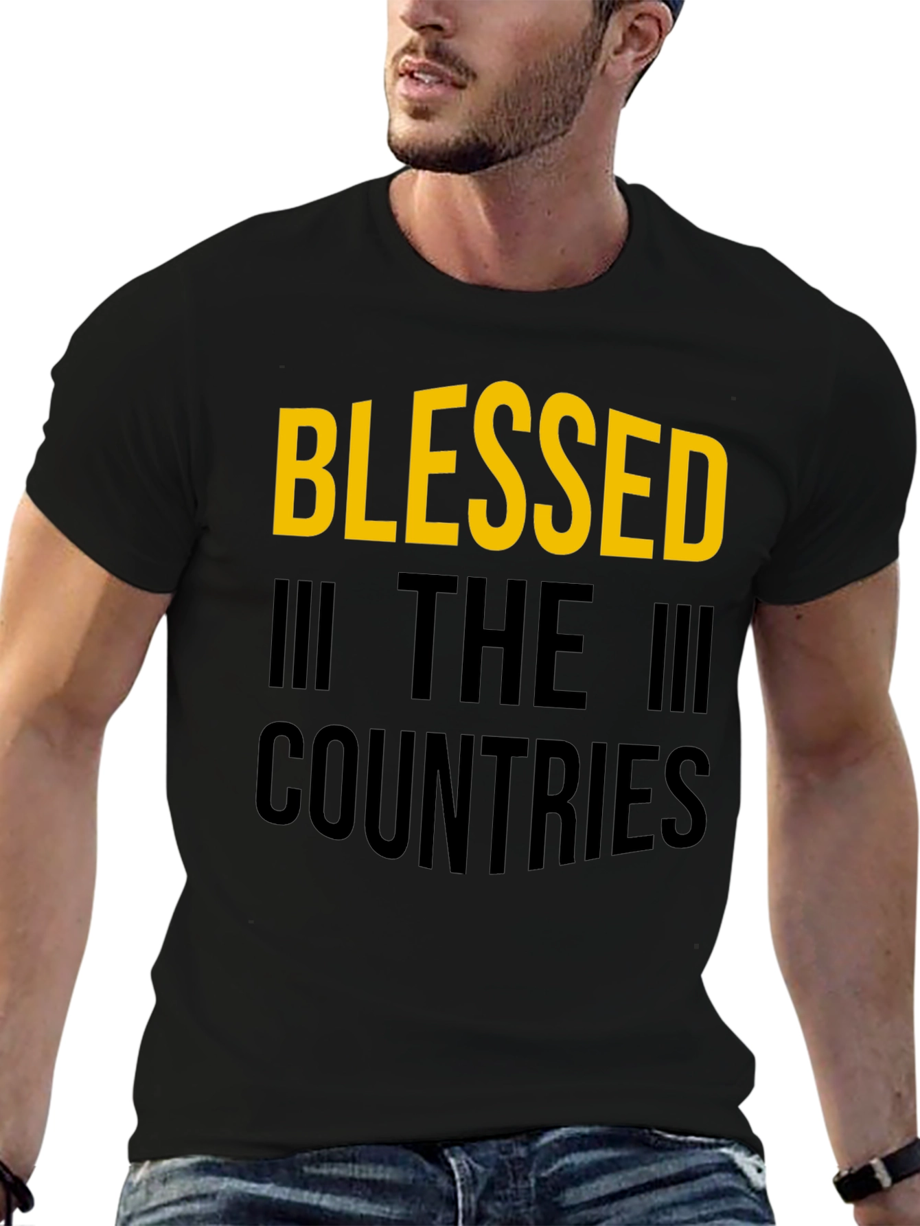 Blessed Countries Graphic Tee - Stylish Black T-Shirt