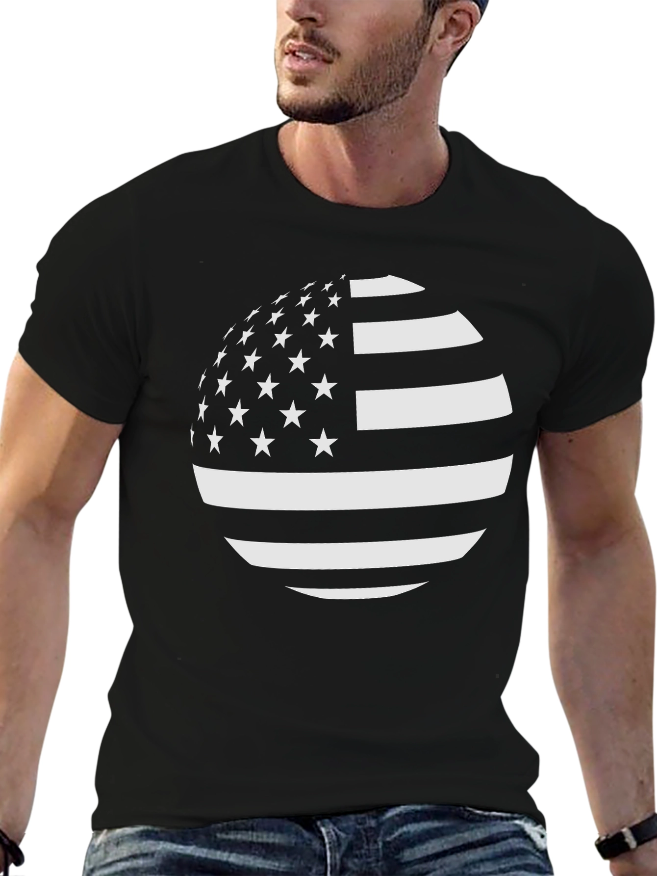 American Flag Sphere Graphic T-Shirt