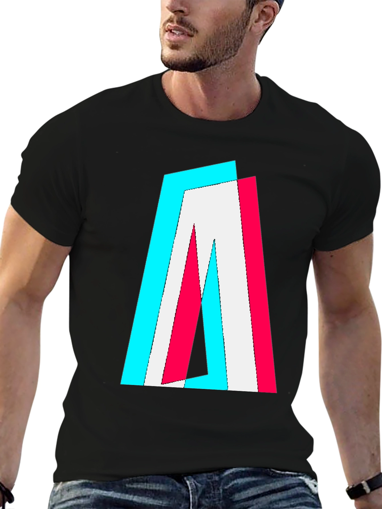 Trendy Glitch Effect Logo T-Shirt