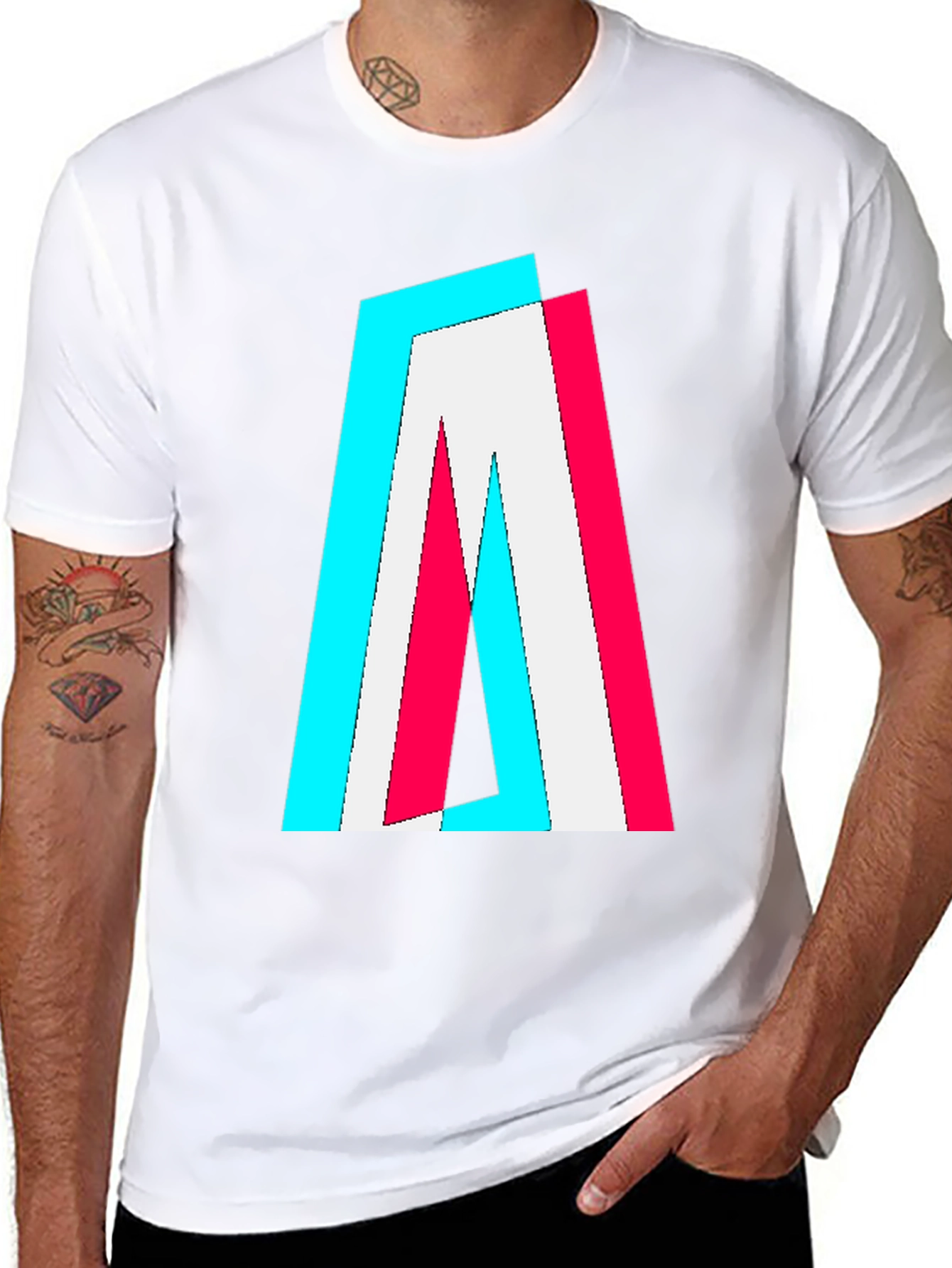 Trendy Glitch Effect Logo T-Shirt