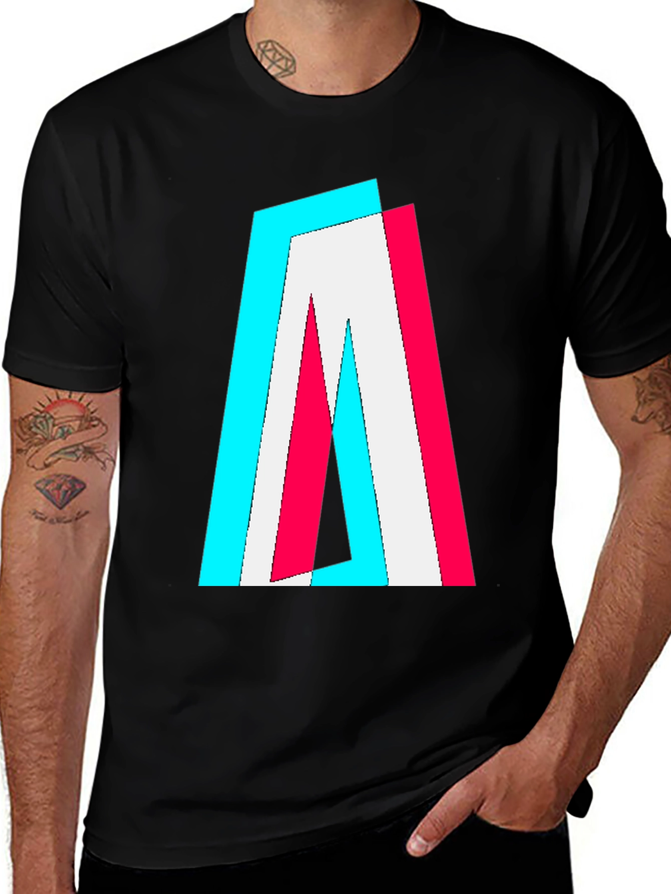 Trendy Glitch Effect Logo T-Shirt