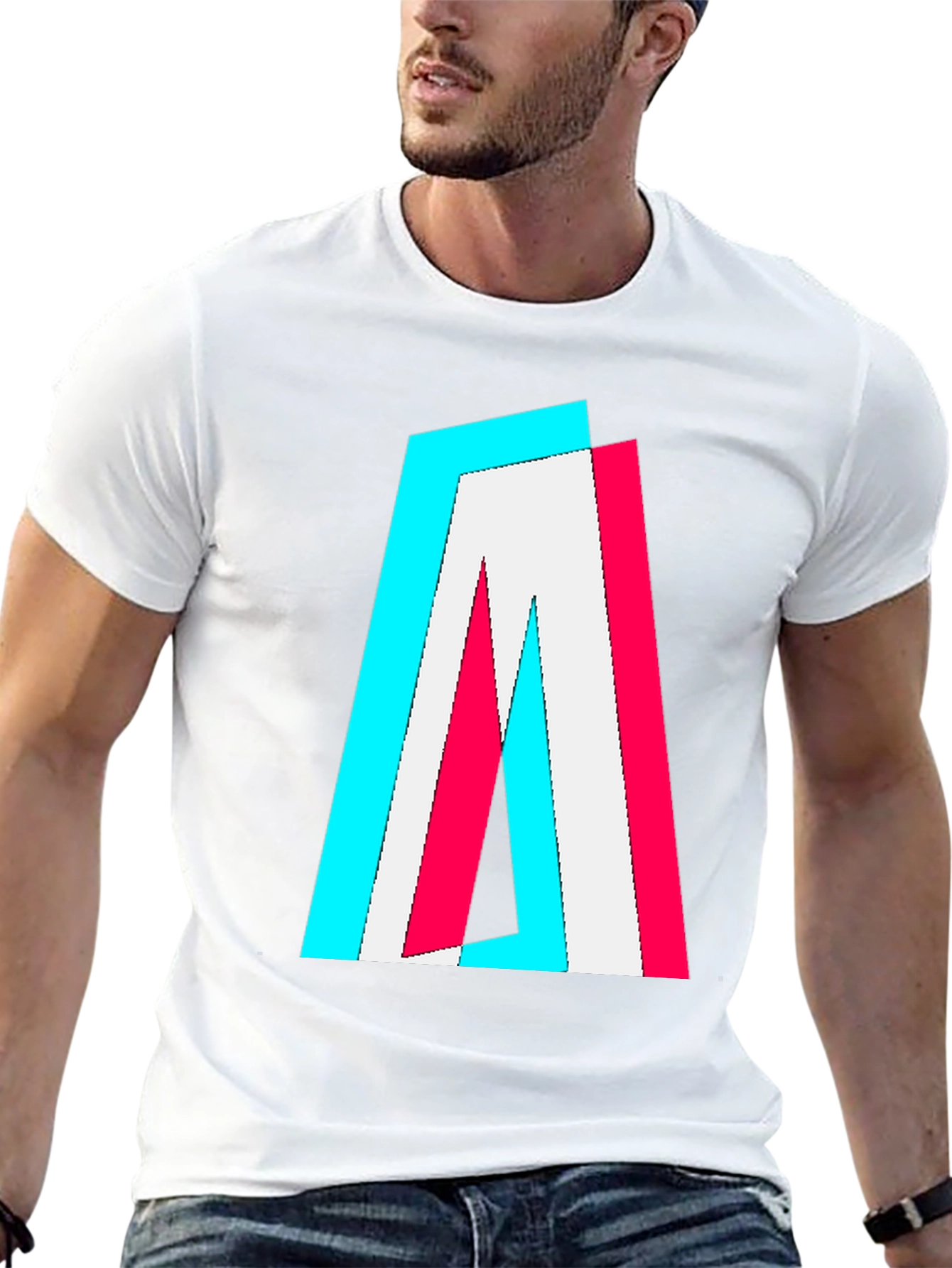 Trendy Glitch Effect Logo T-Shirt