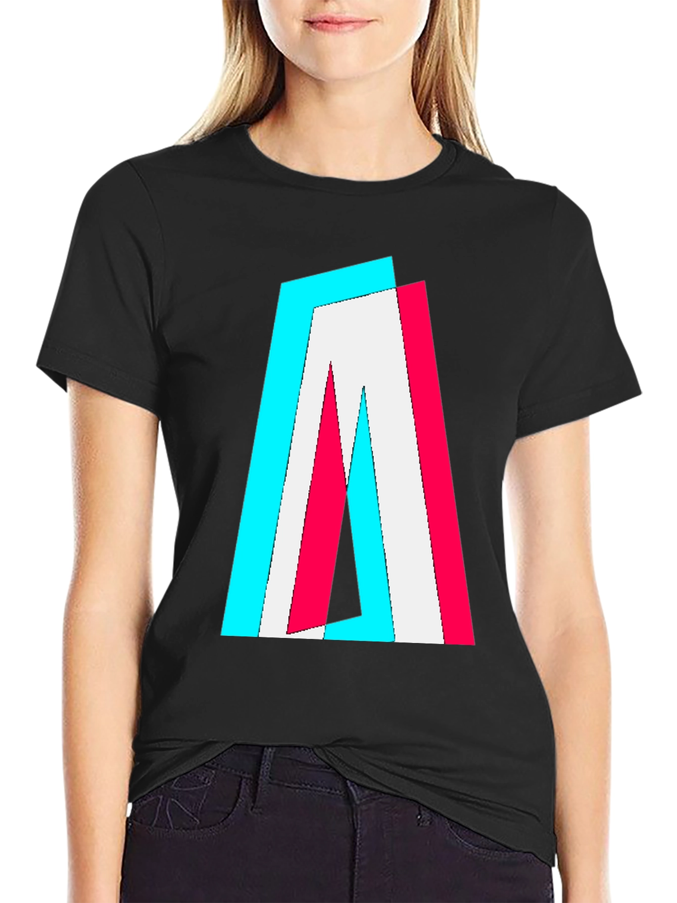 Trendy Glitch Effect Logo T-Shirt