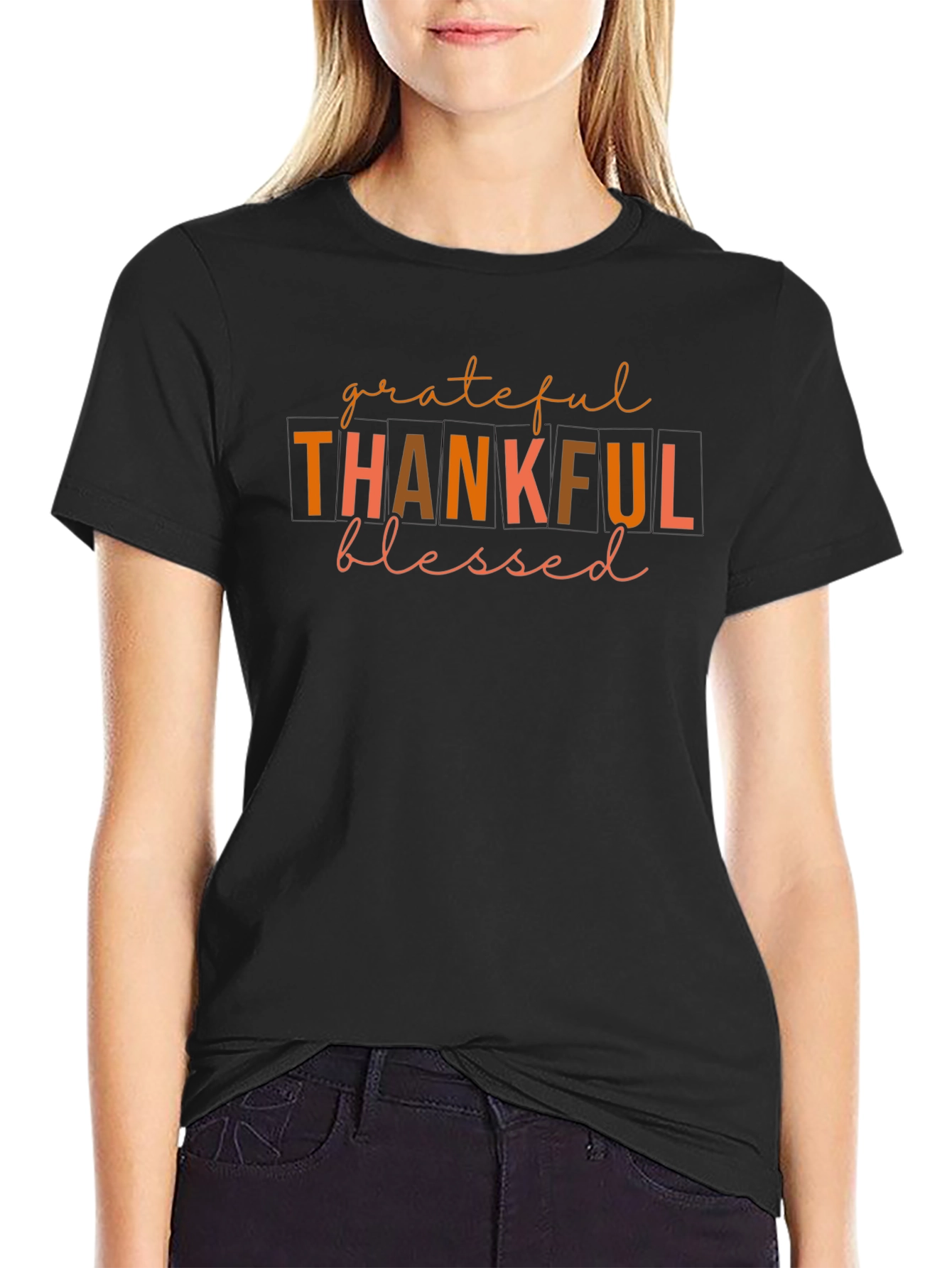 Grateful Thankful Blessed T-Shirt - Fall Apparel