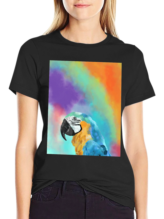Parrot Graphic Tee - Colorful Macaw Design