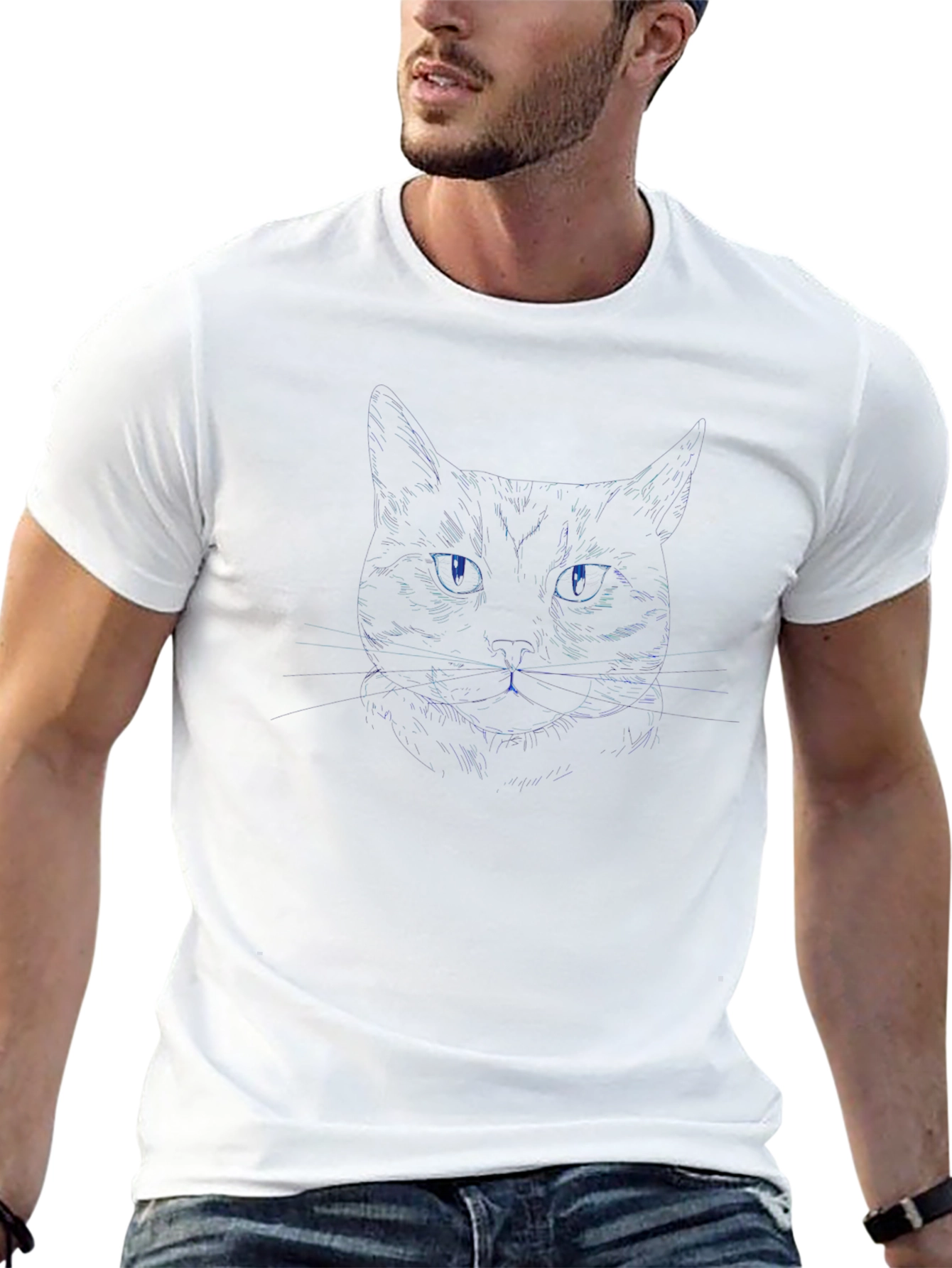 Mystic Cat Graphic Tee - Soft Black Cotton