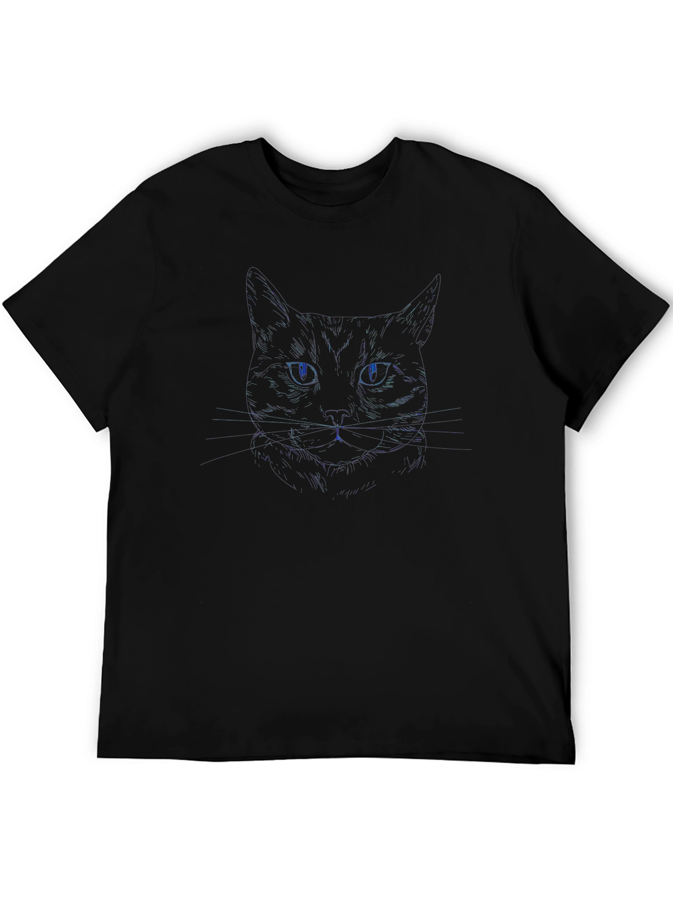 Mystic Cat Graphic Tee - Soft Black Cotton