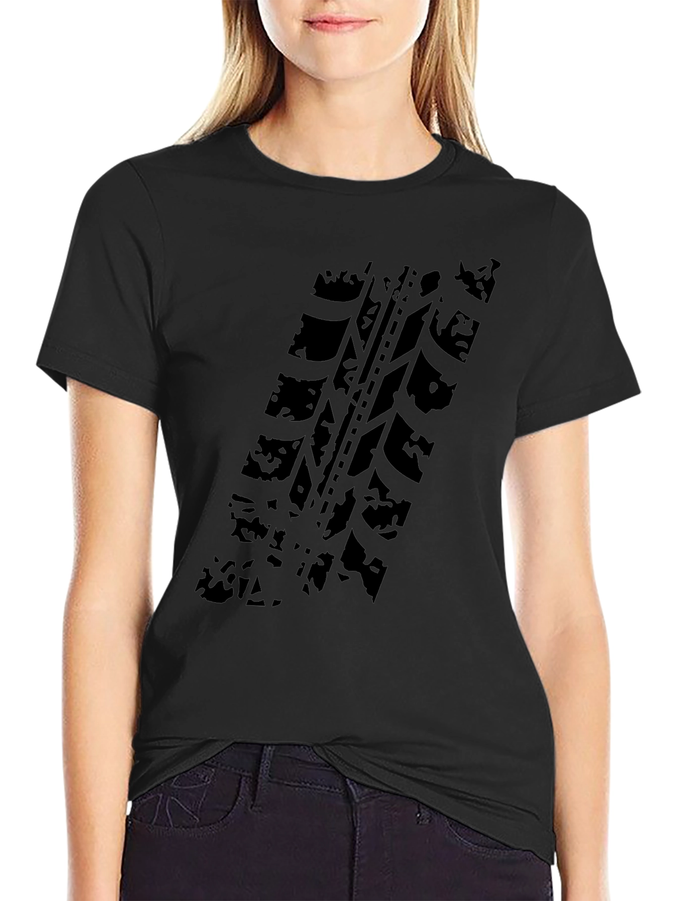 Black Tire Track Graphic T-Shirt