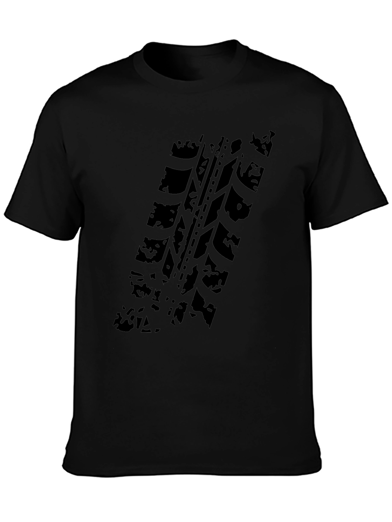 Black Tire Track Graphic T-Shirt
