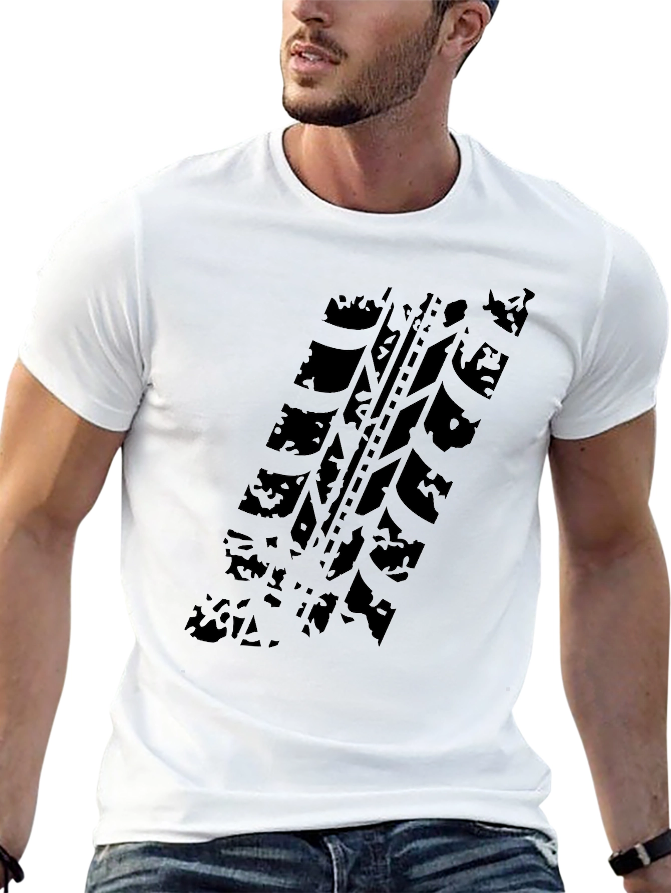 Black Tire Track Graphic T-Shirt